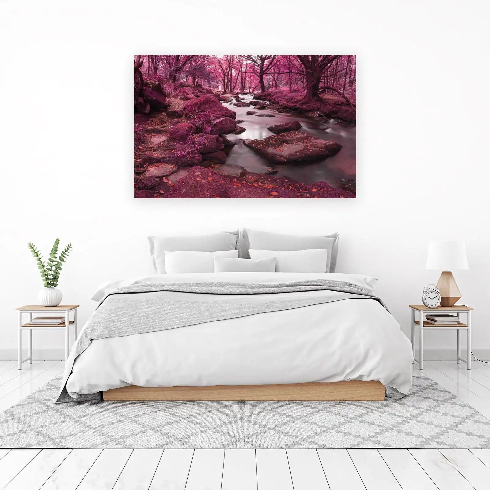 Enchanting Pink Forest River Wall Art