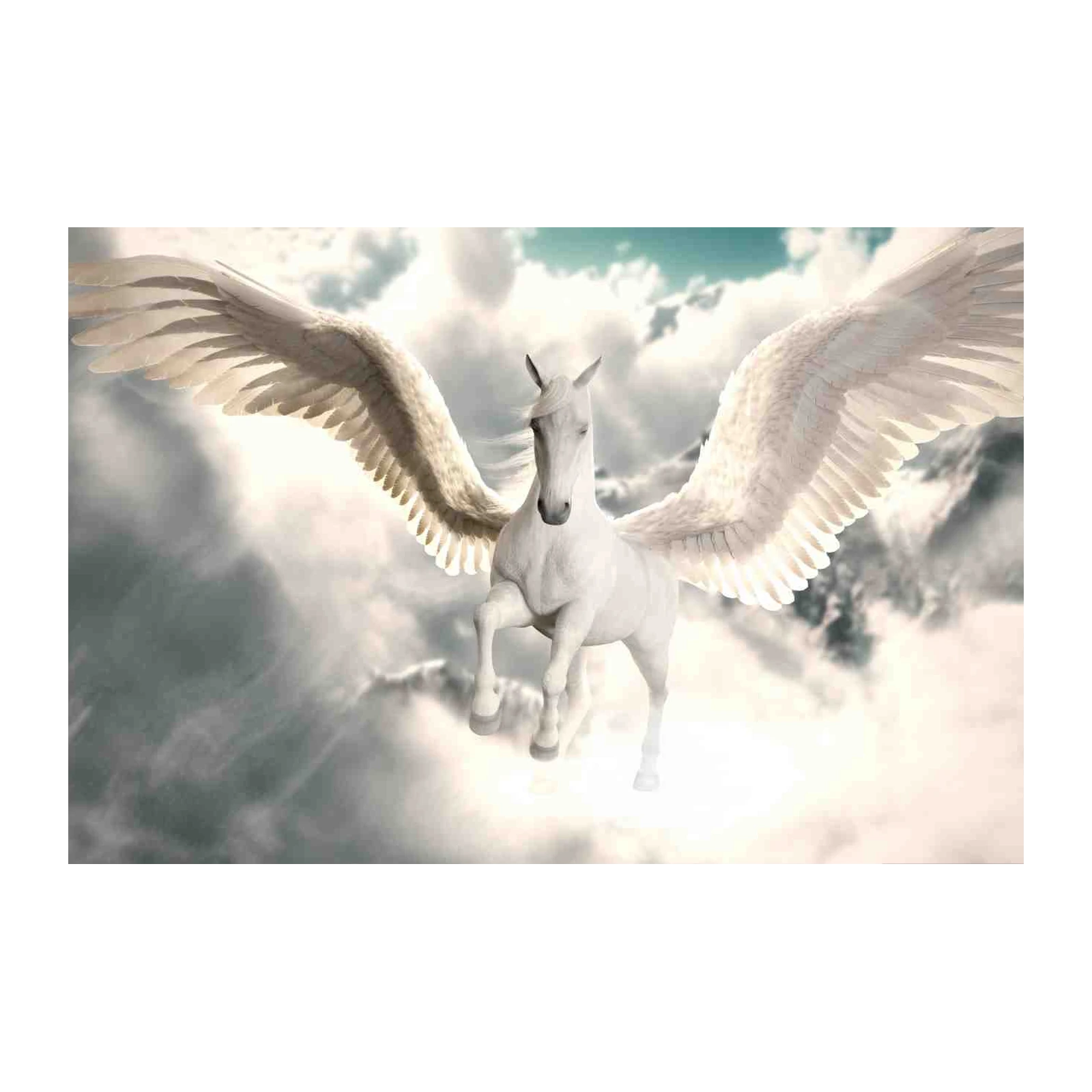 Majestic Pegasus Flying Through Clouds Wall Art