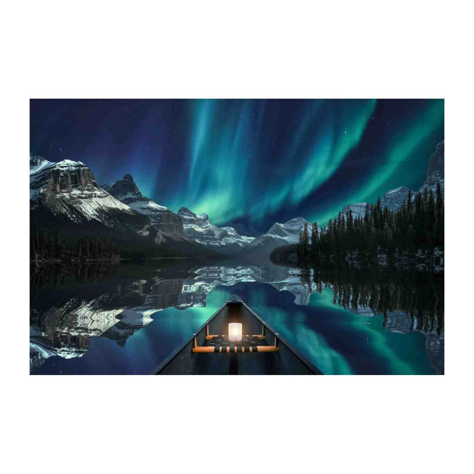Aurora Borealis Canoe Adventure Wall Art