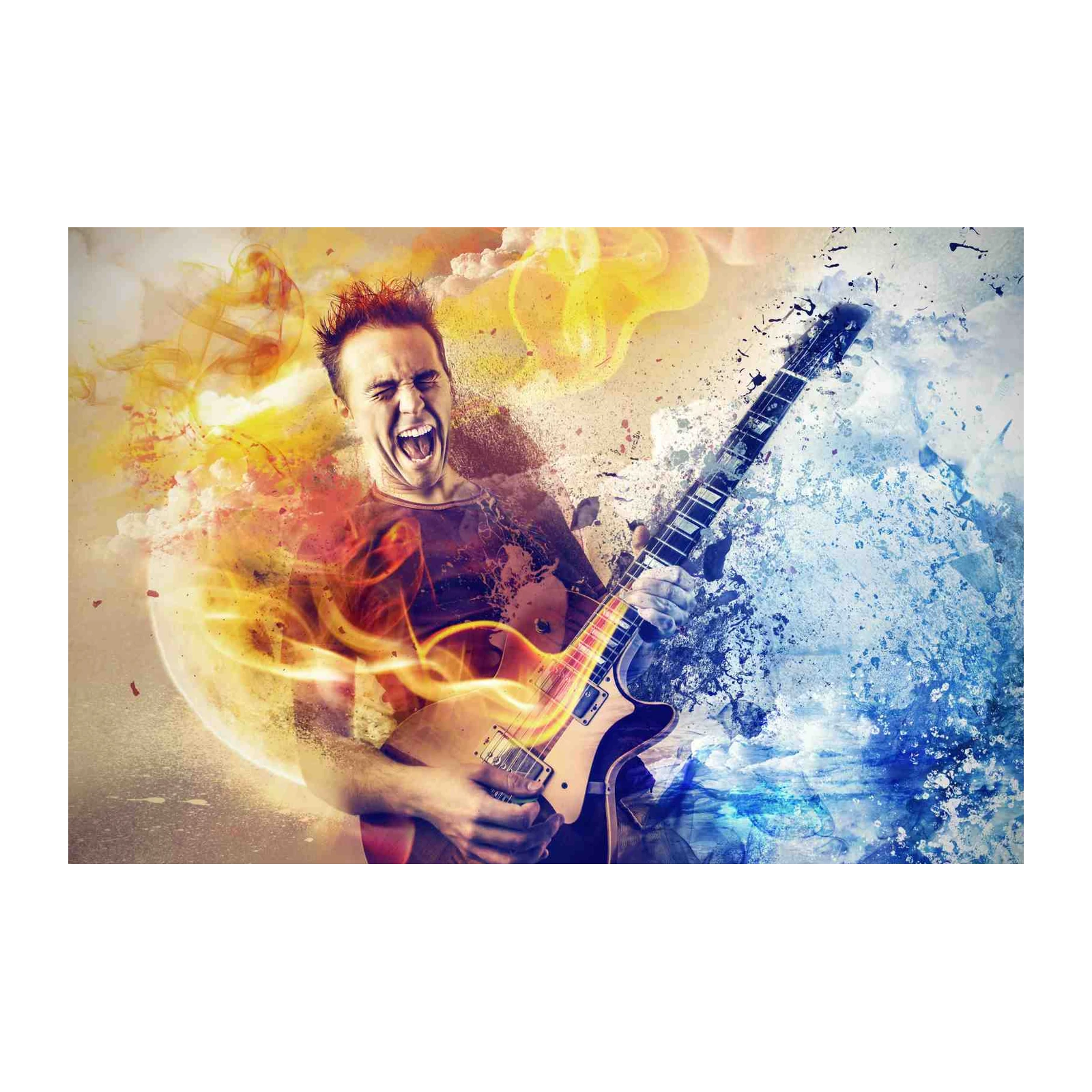 Electric Guitarist Fire & Ice Wall Art