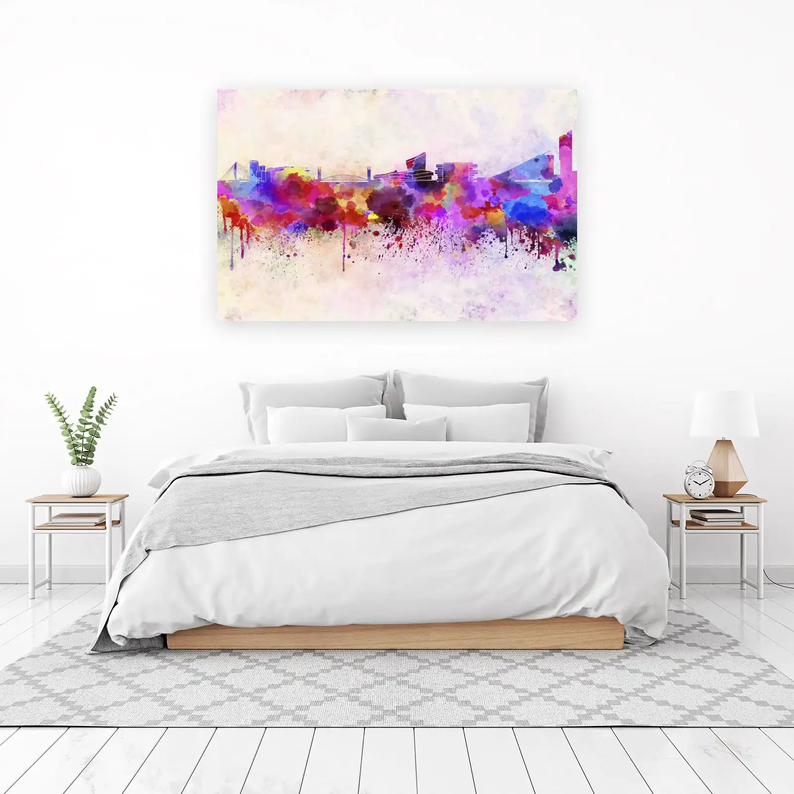 Vibrant Watercolor Cityscape Wall Art