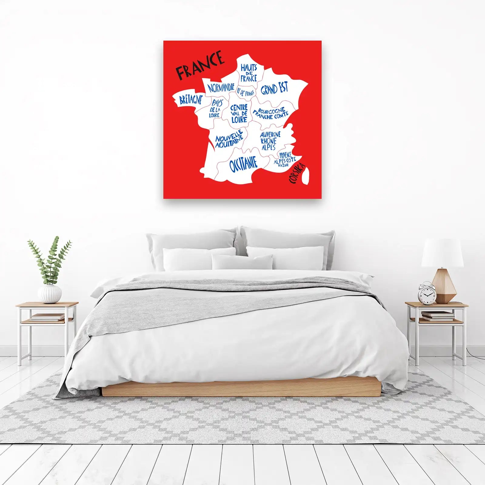 Artistic France Regions Map Wall Art