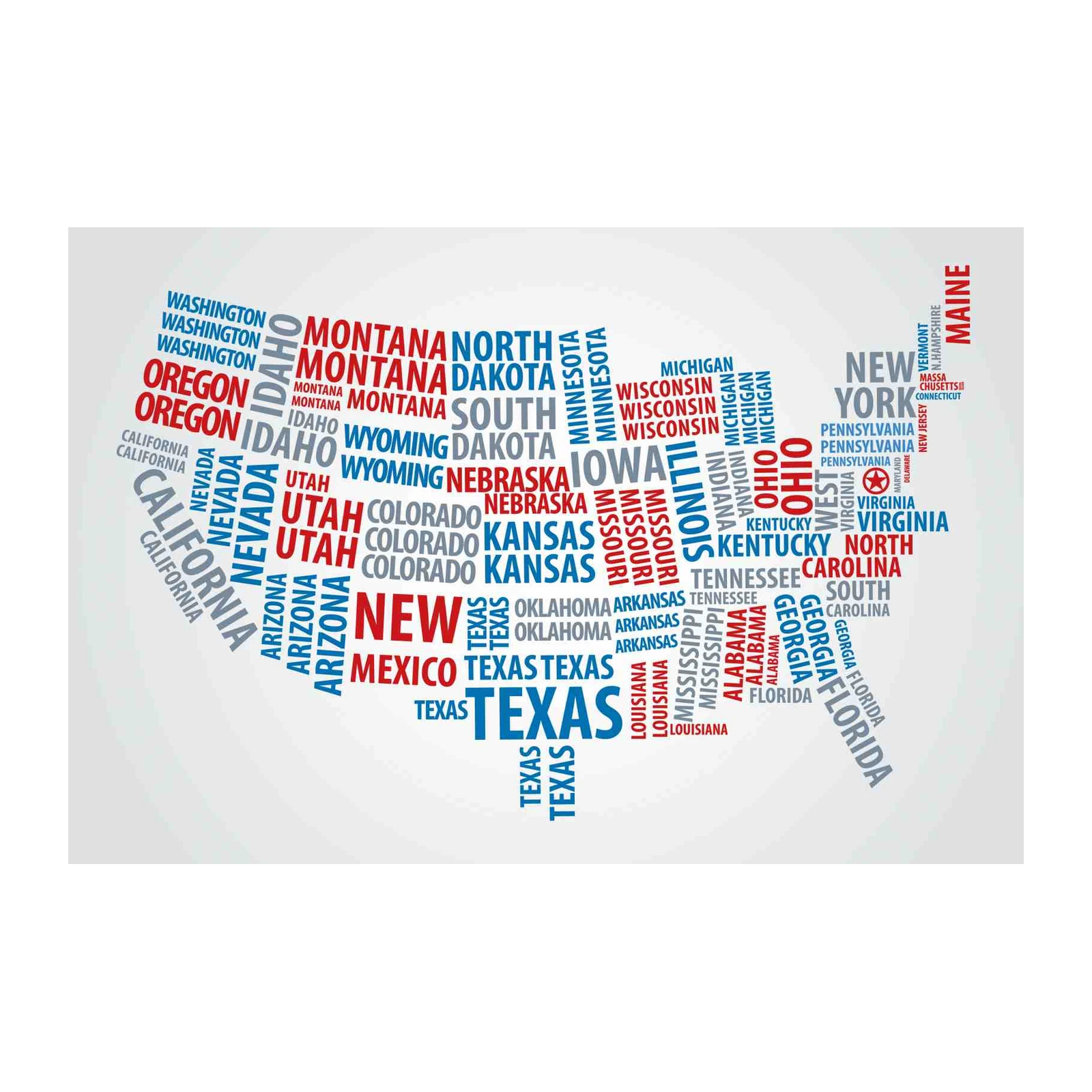 USA States Typography Art Wall Art