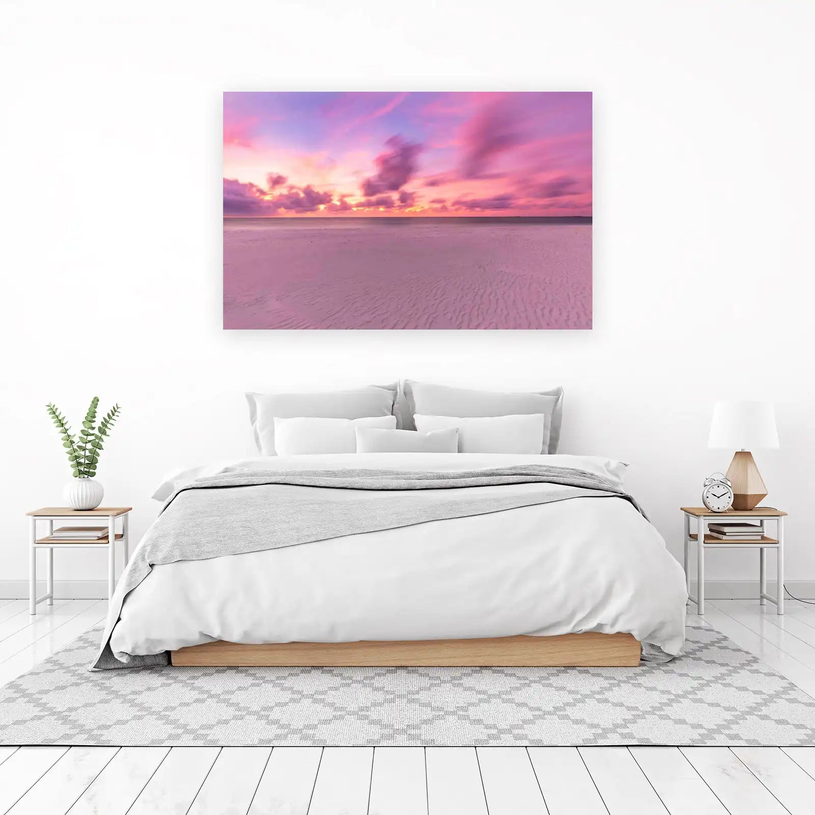 Pink Beach Sunset Serenity Wall Art