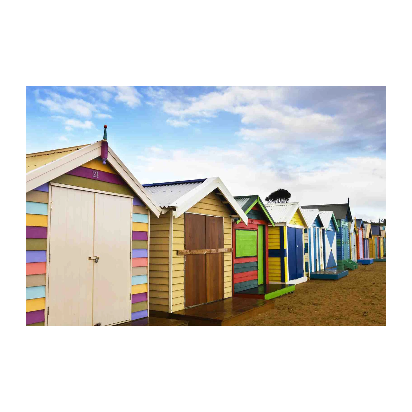 Vibrant Beach Huts Colorful Coastal Wall Art