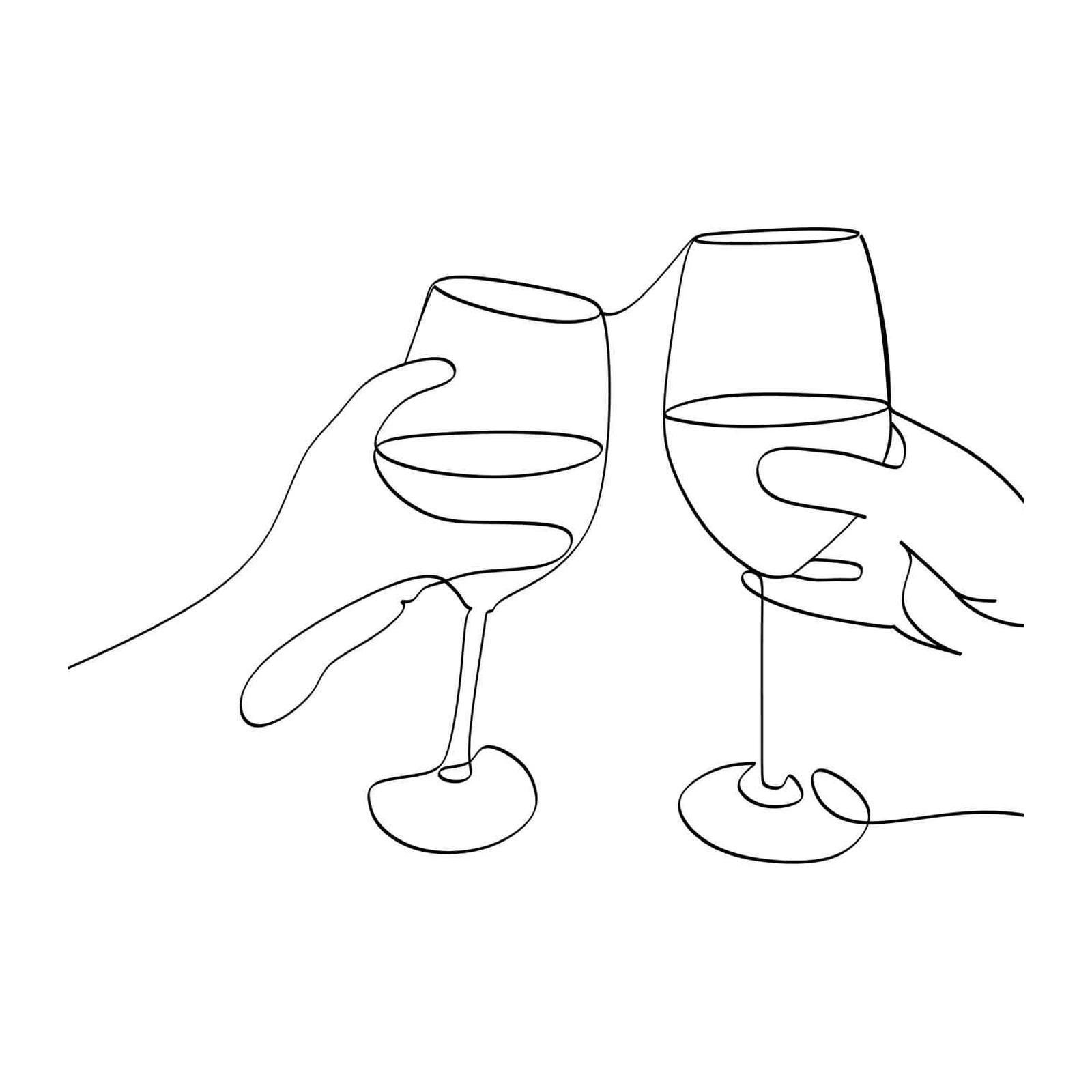 Minimalist Toast Wine Glasses Line Art Wall Art