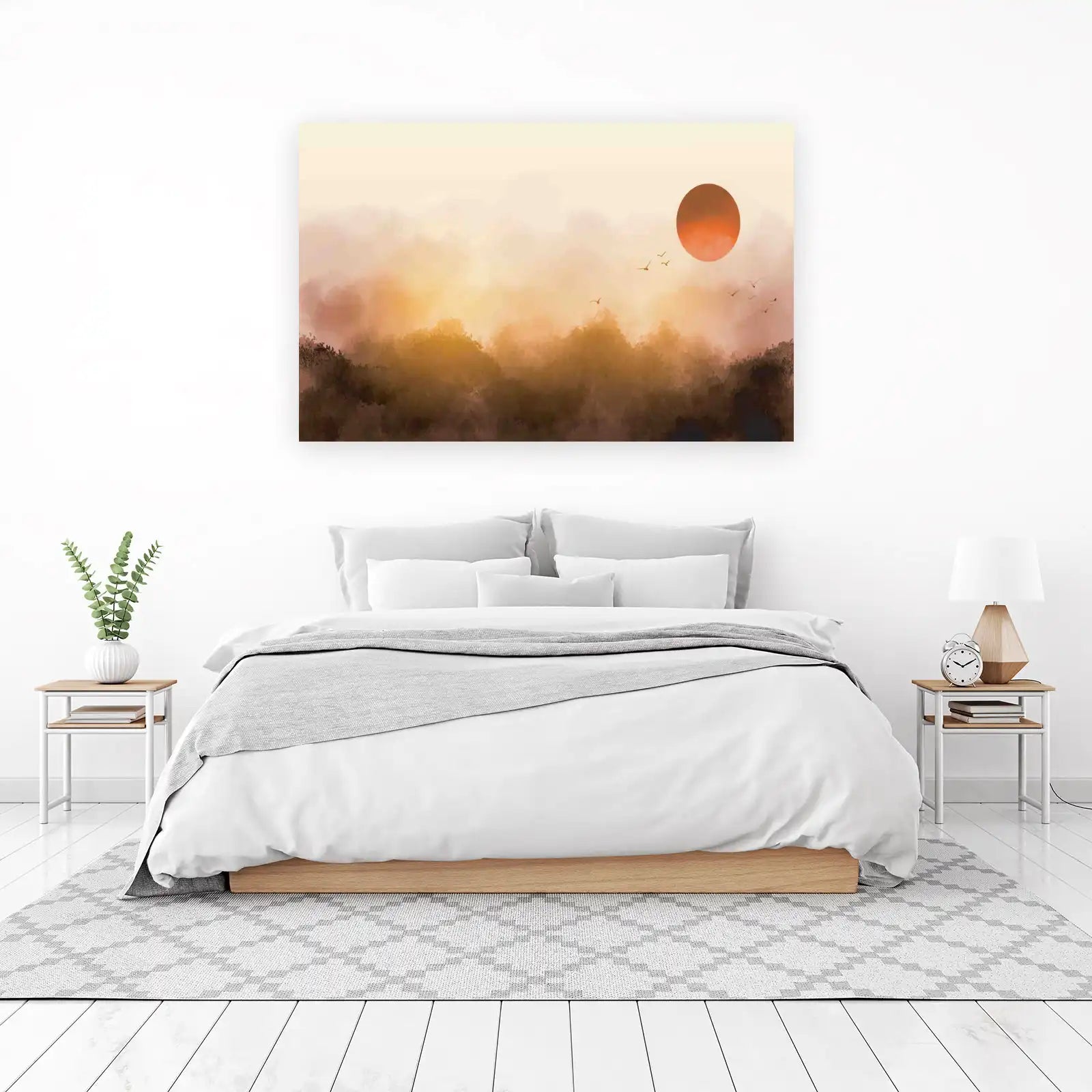 Misty Sunrise Landscape Wall Art