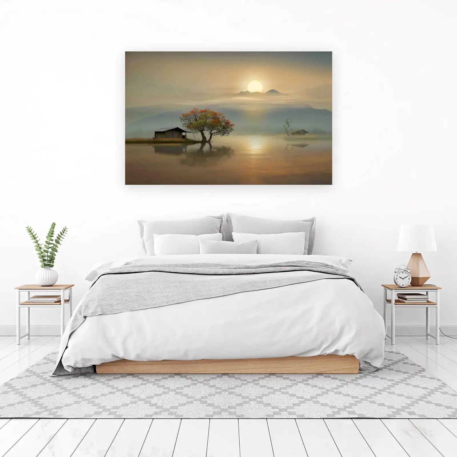 Serene Misty Lake Serenity Tree Wall Art