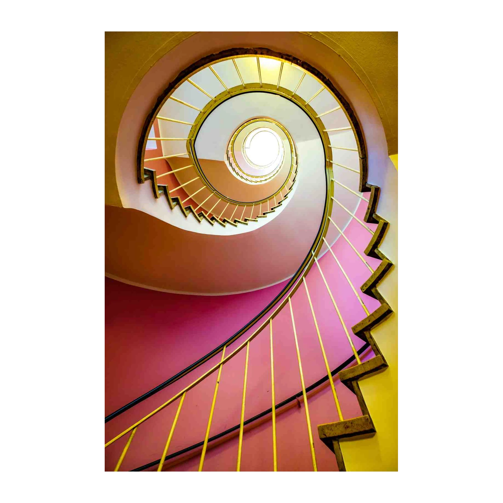 Retro Spiral Staircase Pink & Gold Wall Art