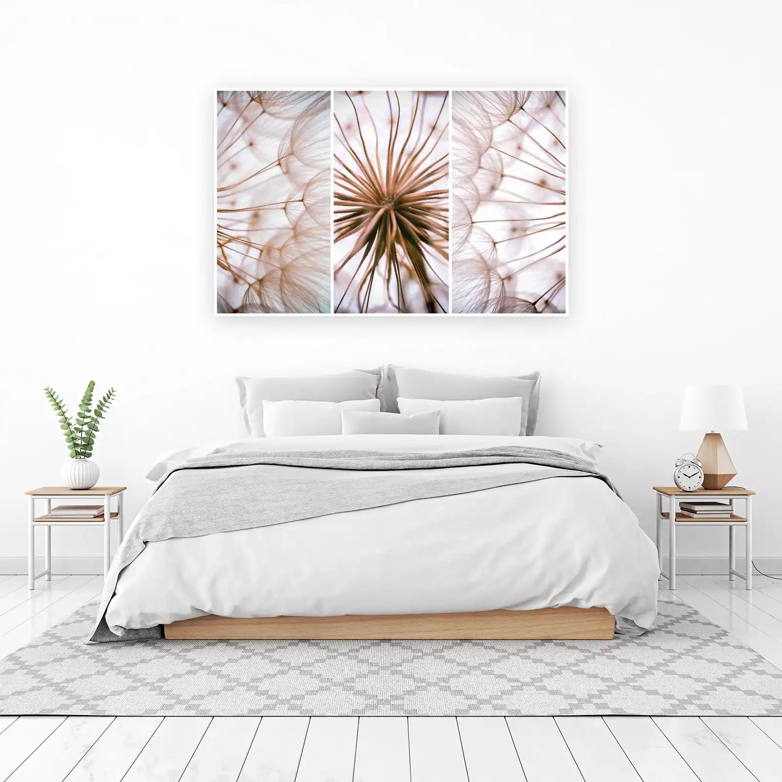 Ethereal Dandelion Seeds Triptych Wall Art