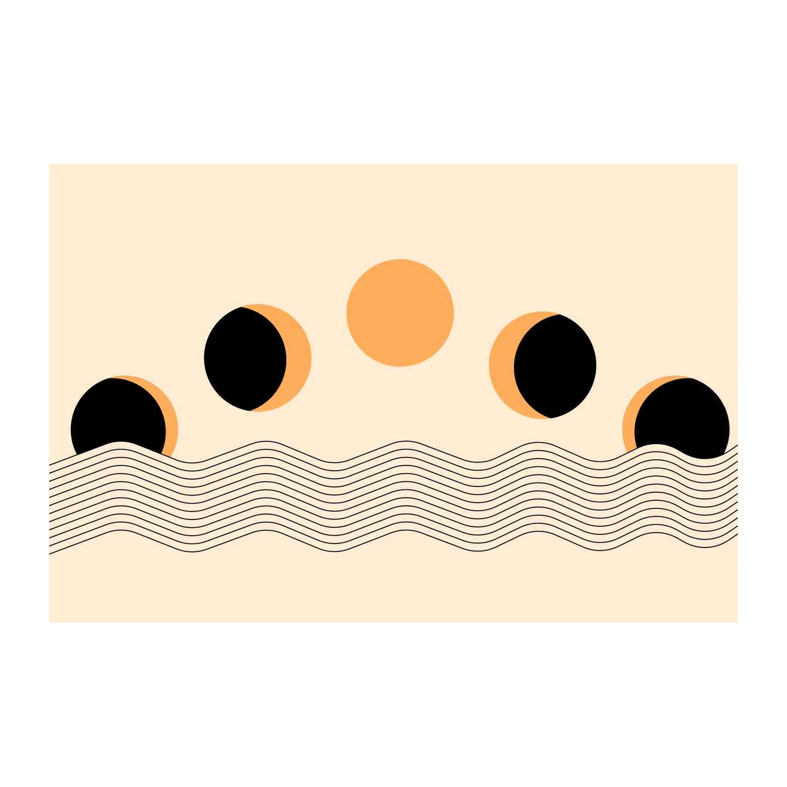 Celestial Phases Minimalist Sun Moon Wall Art