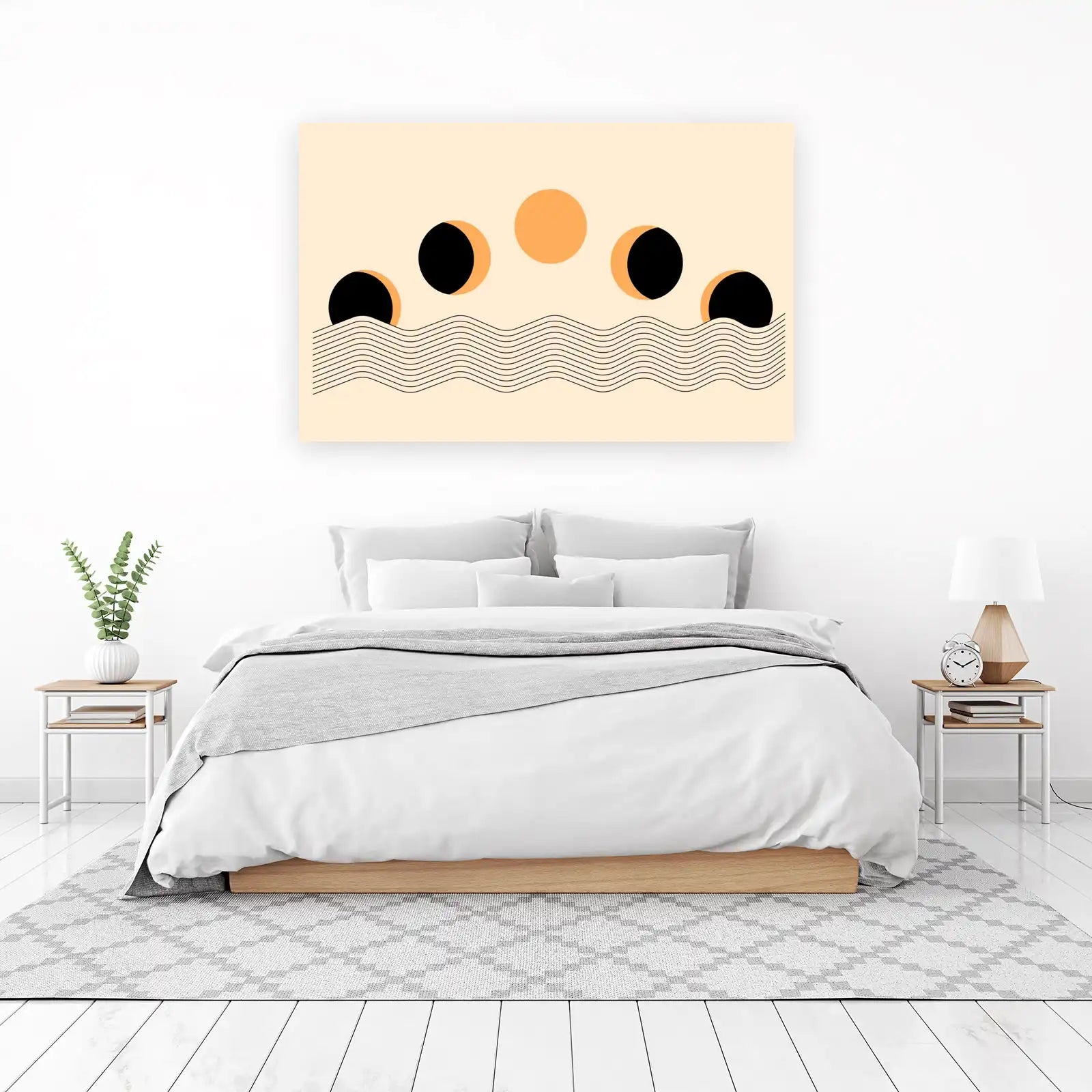 Celestial Phases Minimalist Sun Moon Wall Art