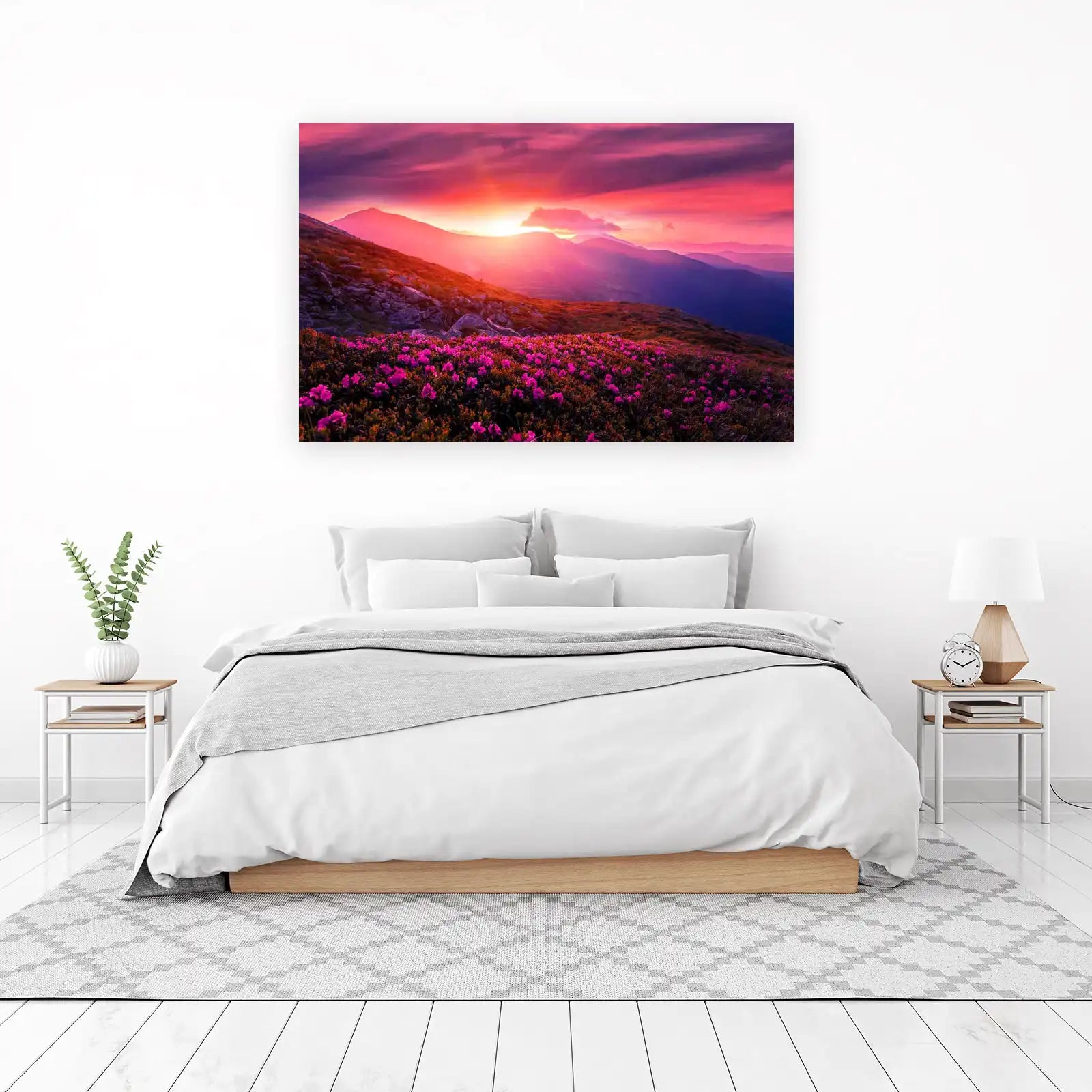 Vibrant Mountain Sunrise Wildflower Wall Art