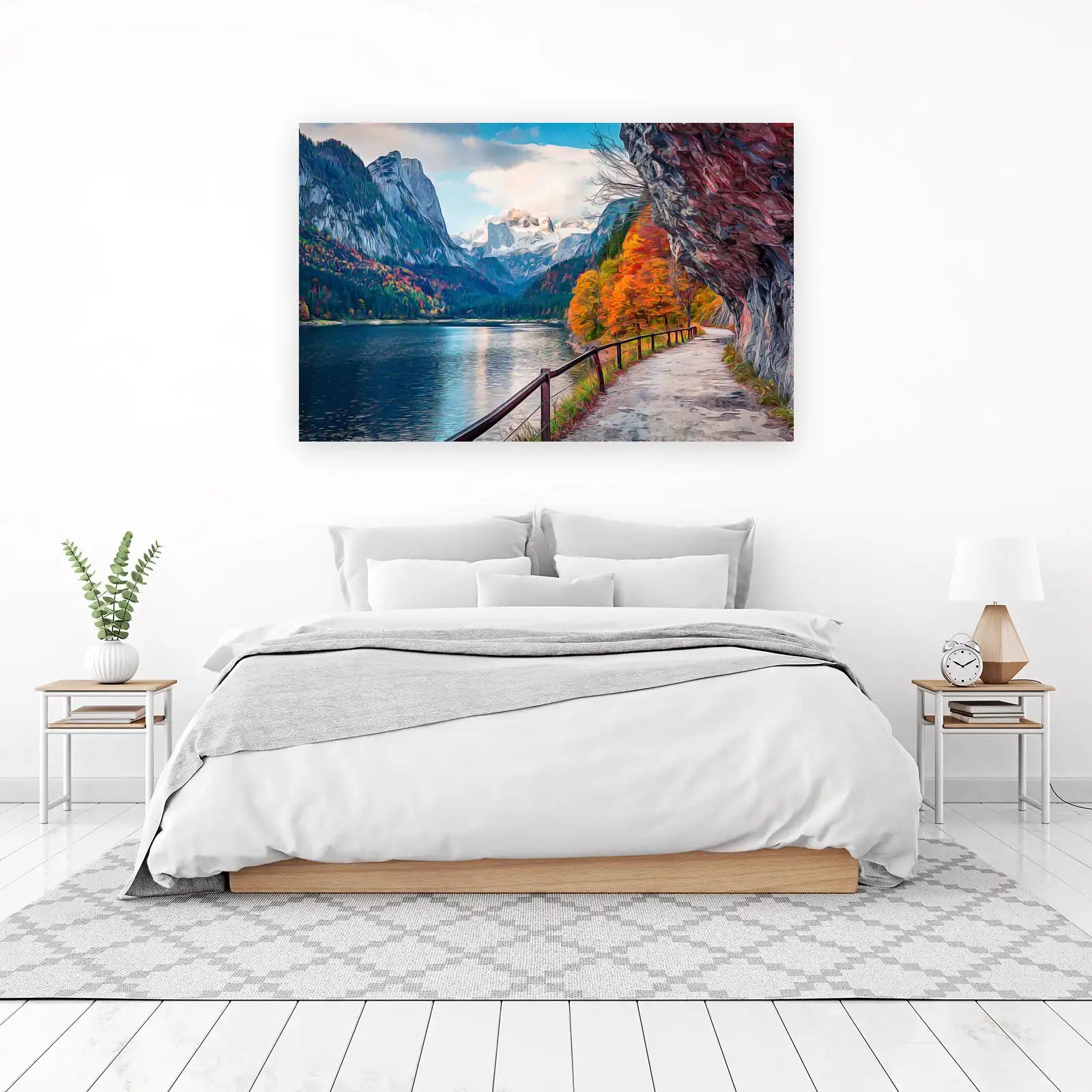 Autumn Mountain Lake Scenic Wall Art