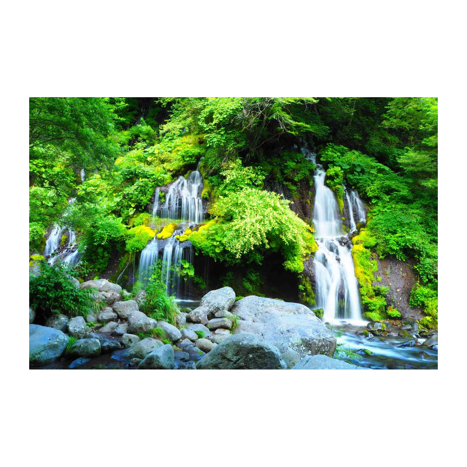 Lush Japanese Waterfall Serenity Wall Art