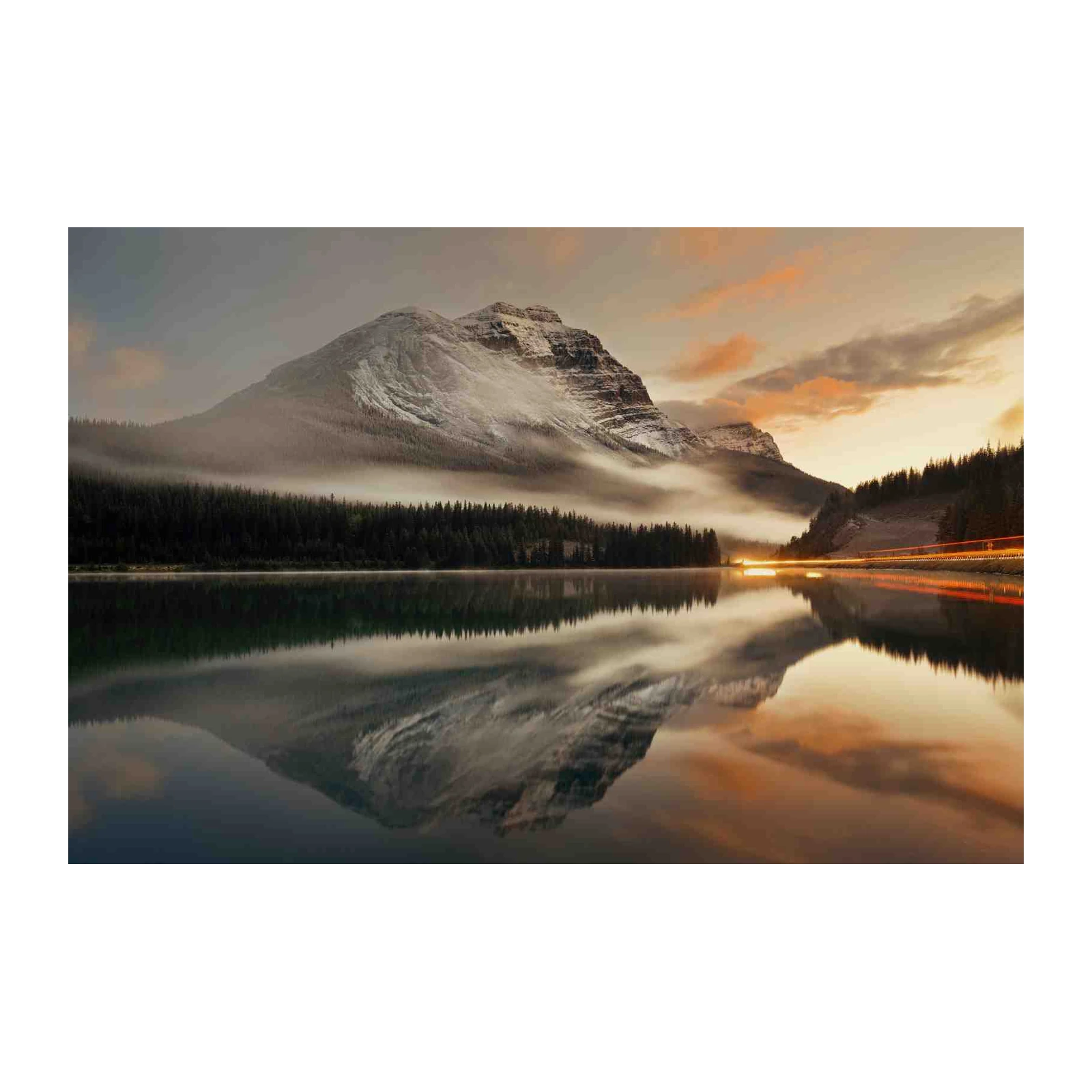 Misty Mountain Lake Landscape Wall Art