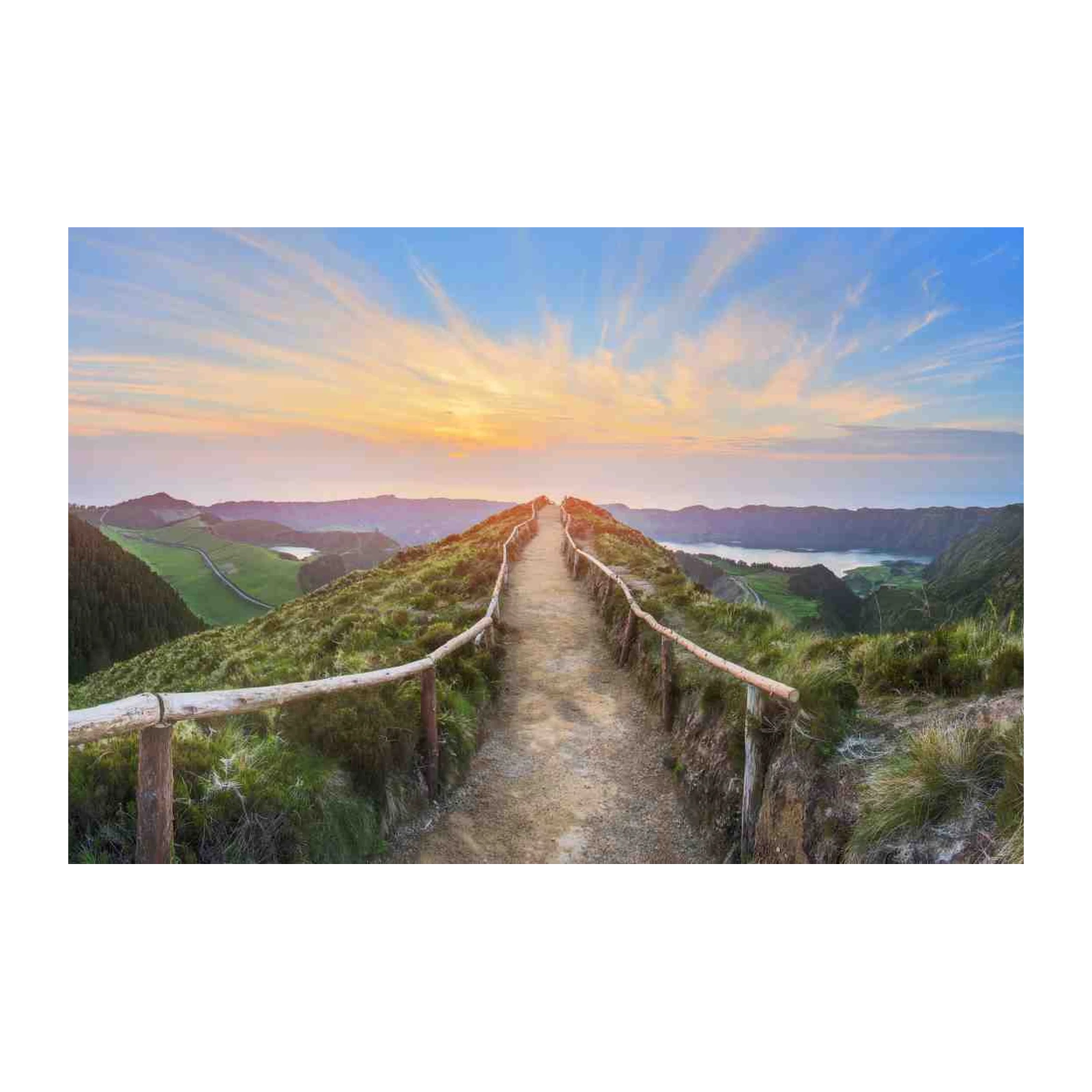 Serene Mountain Path Sunset Wall Art
