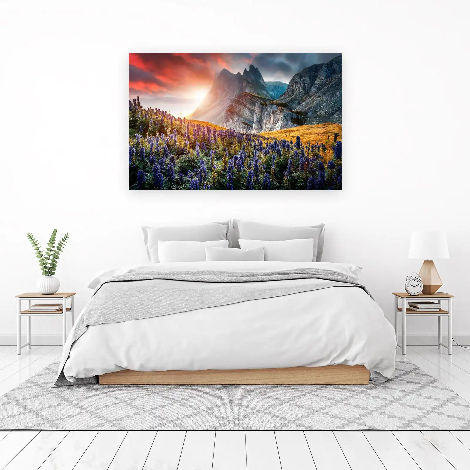 Majestic Mountain Sunset Wildflower Wall Art