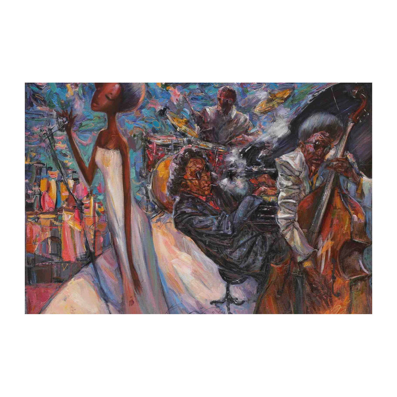 Captivating Jazz Night Scene Wall Art