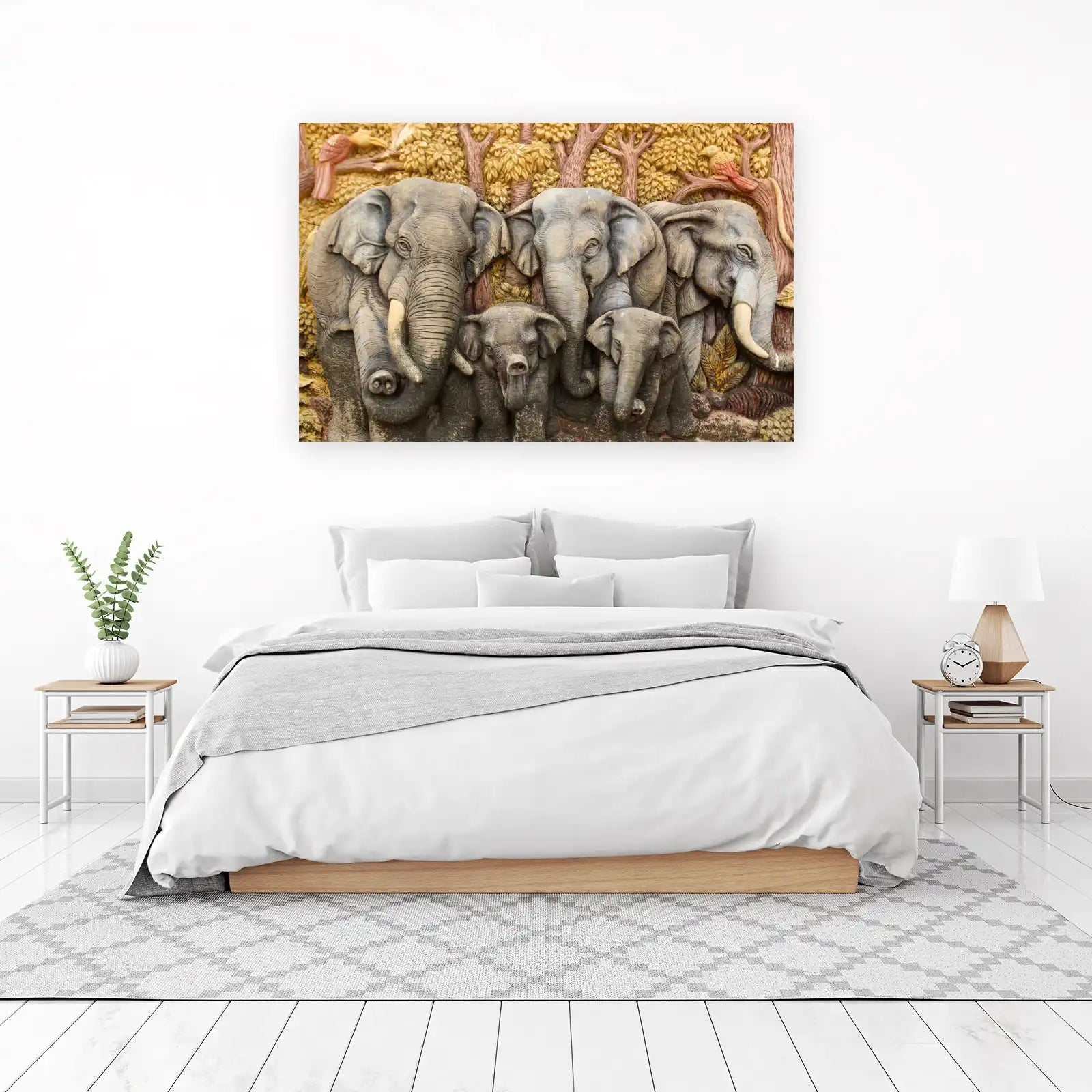 Majestic Elephant Herd Family Wall Art