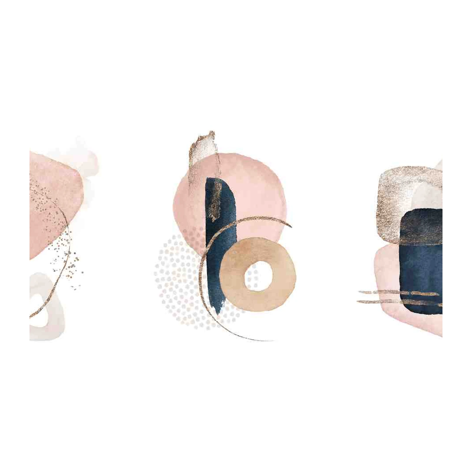 Abstract Blush & Navy Gold Wall Art Wall Art