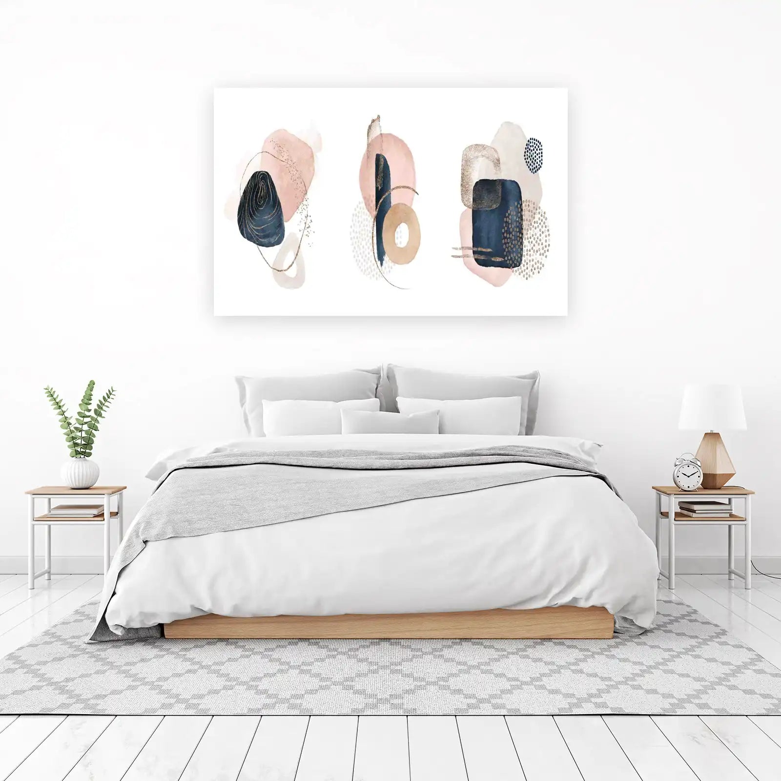 Abstract Blush & Navy Gold Wall Art Wall Art