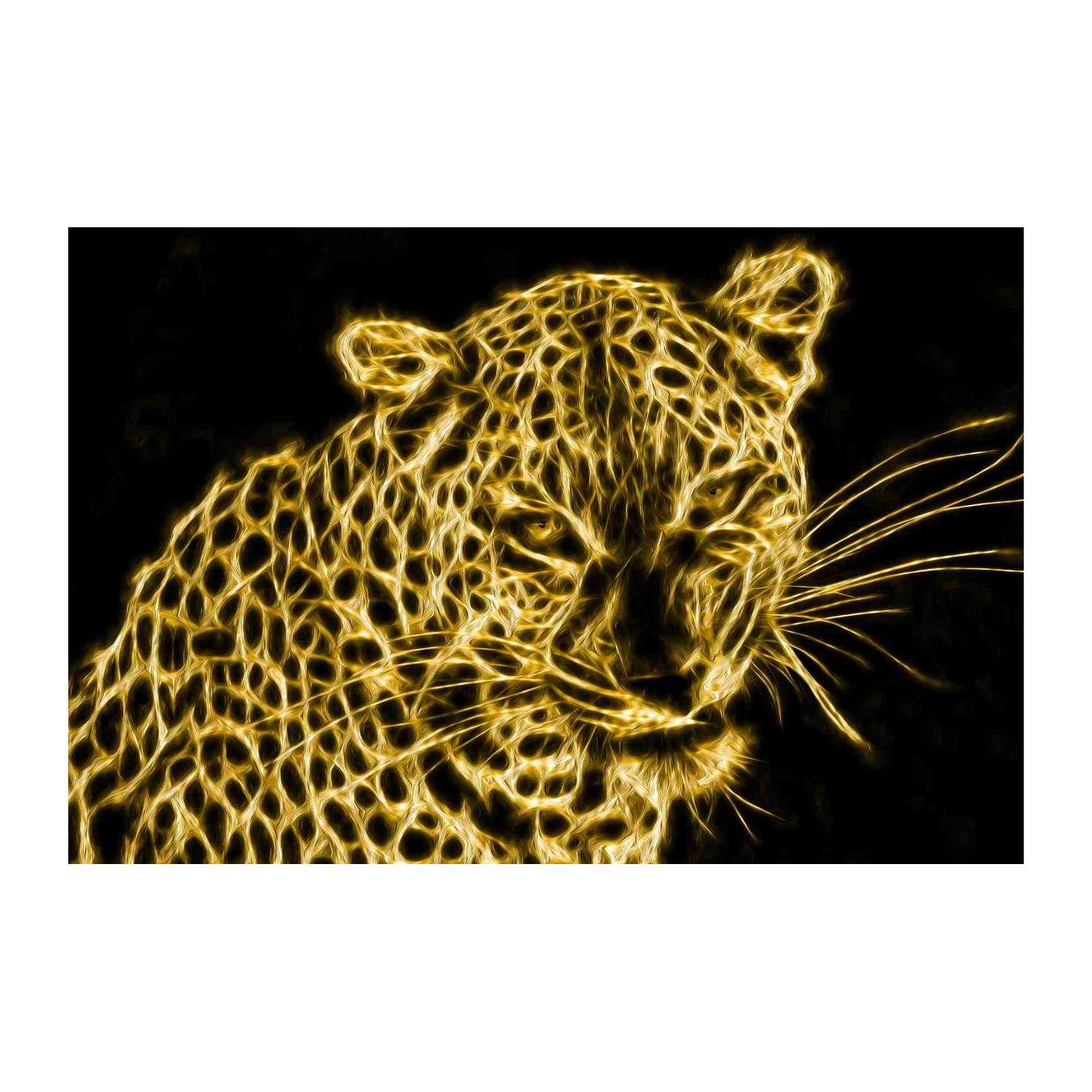Golden Leopard Fractal Art Wall Art