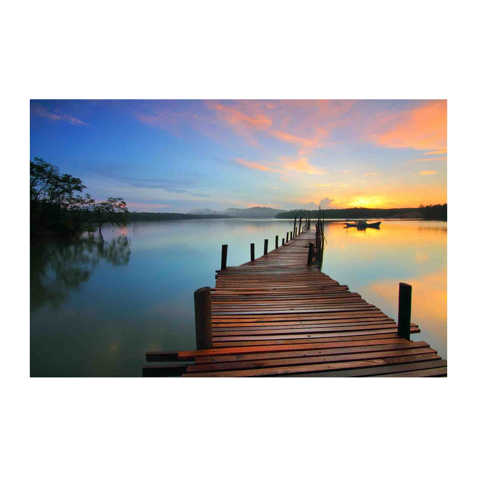 Tranquil Sunrise Dock Serenity Wall Art