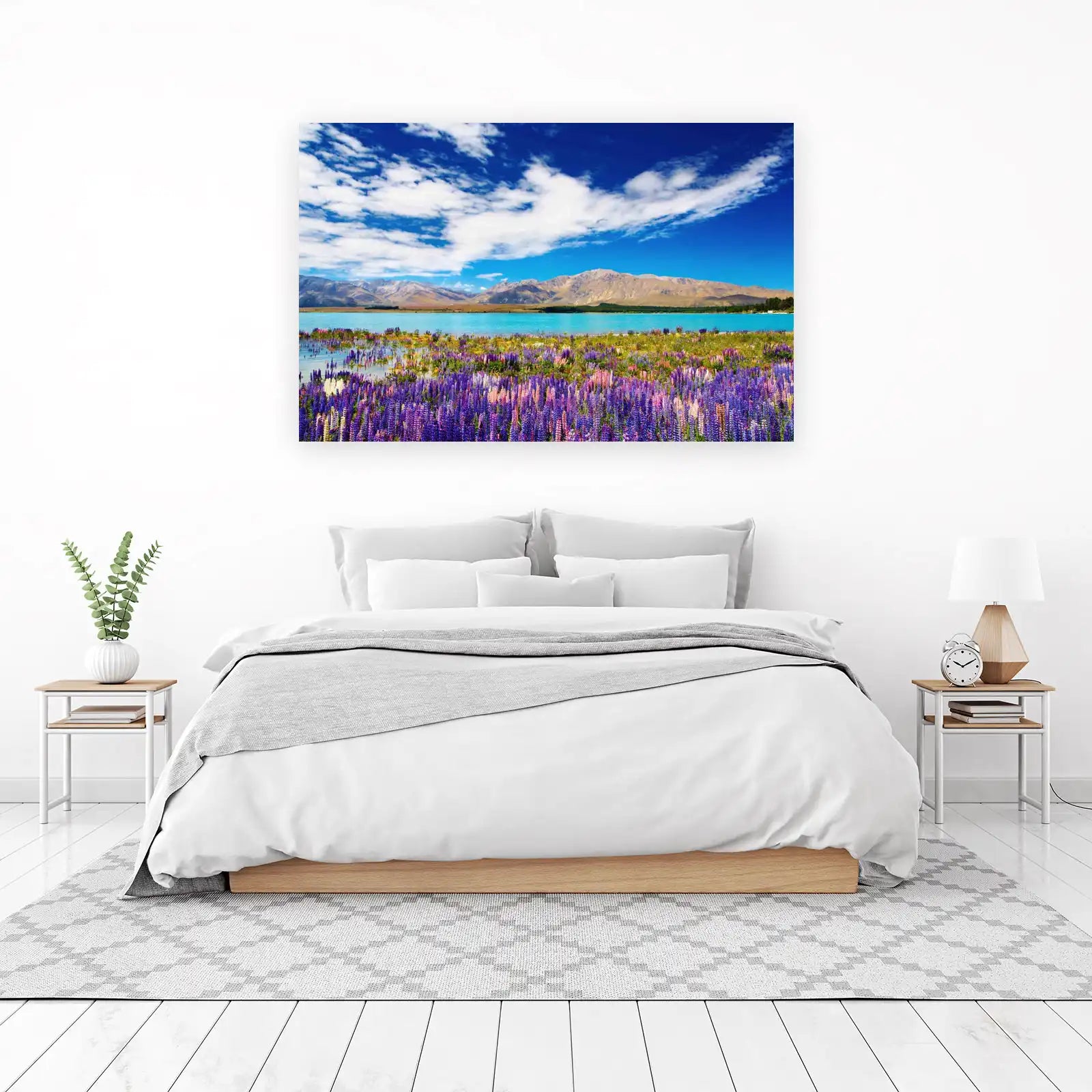 Lupine Field Lake Mountain Landscape Wall Art