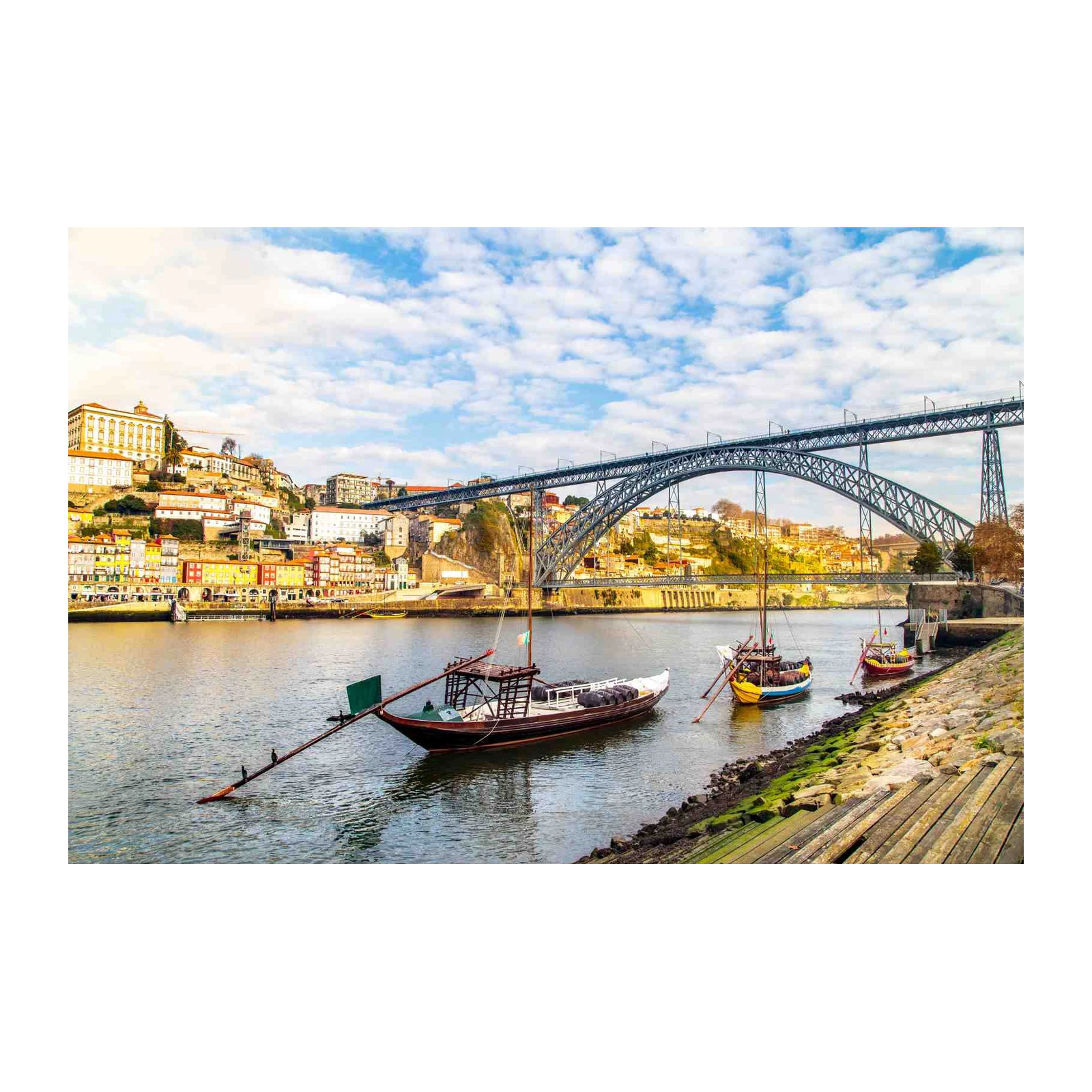 Porto Riverside Boats Eiffel Bridge Wall Art