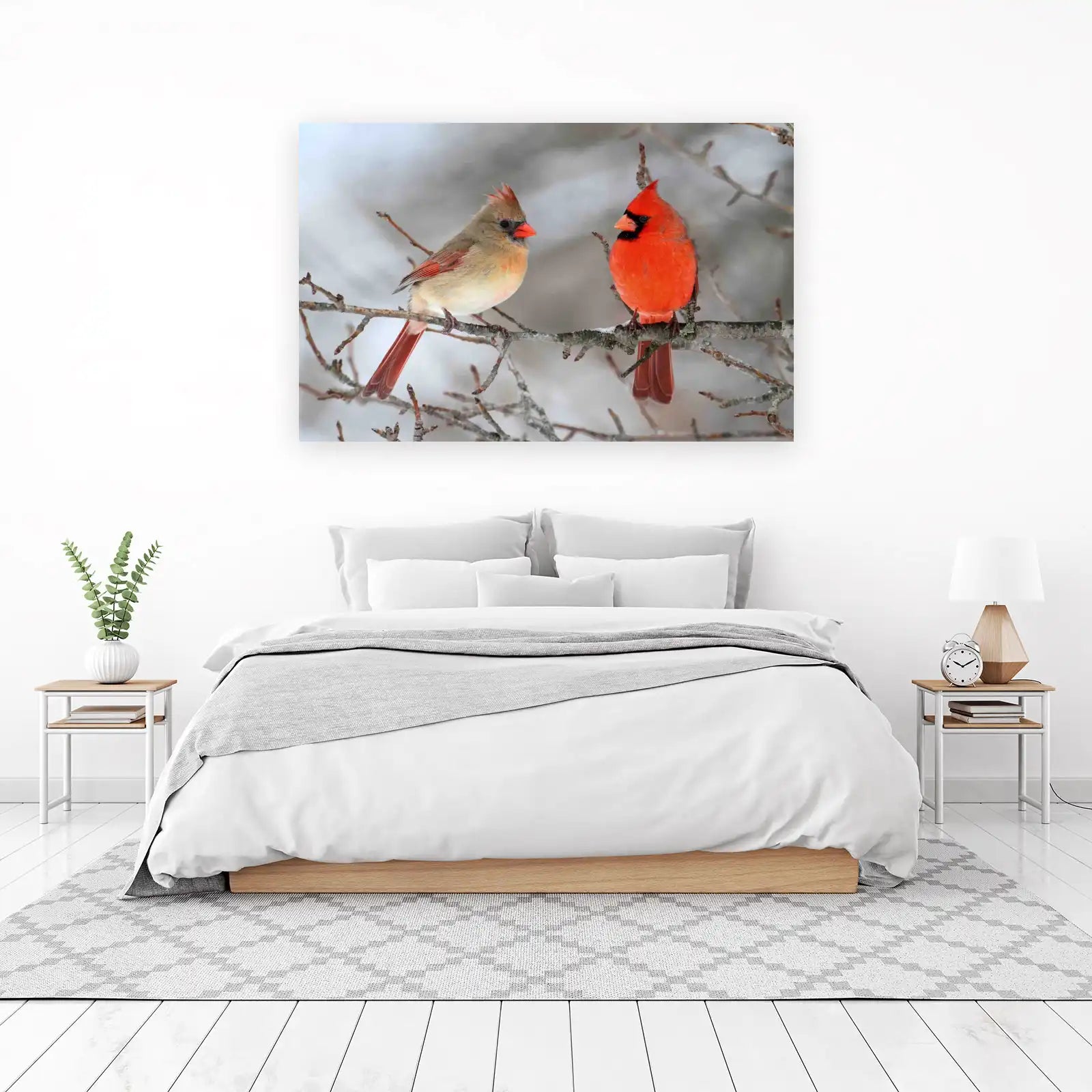 Pair of Cardinals Winter Scene Wall Art