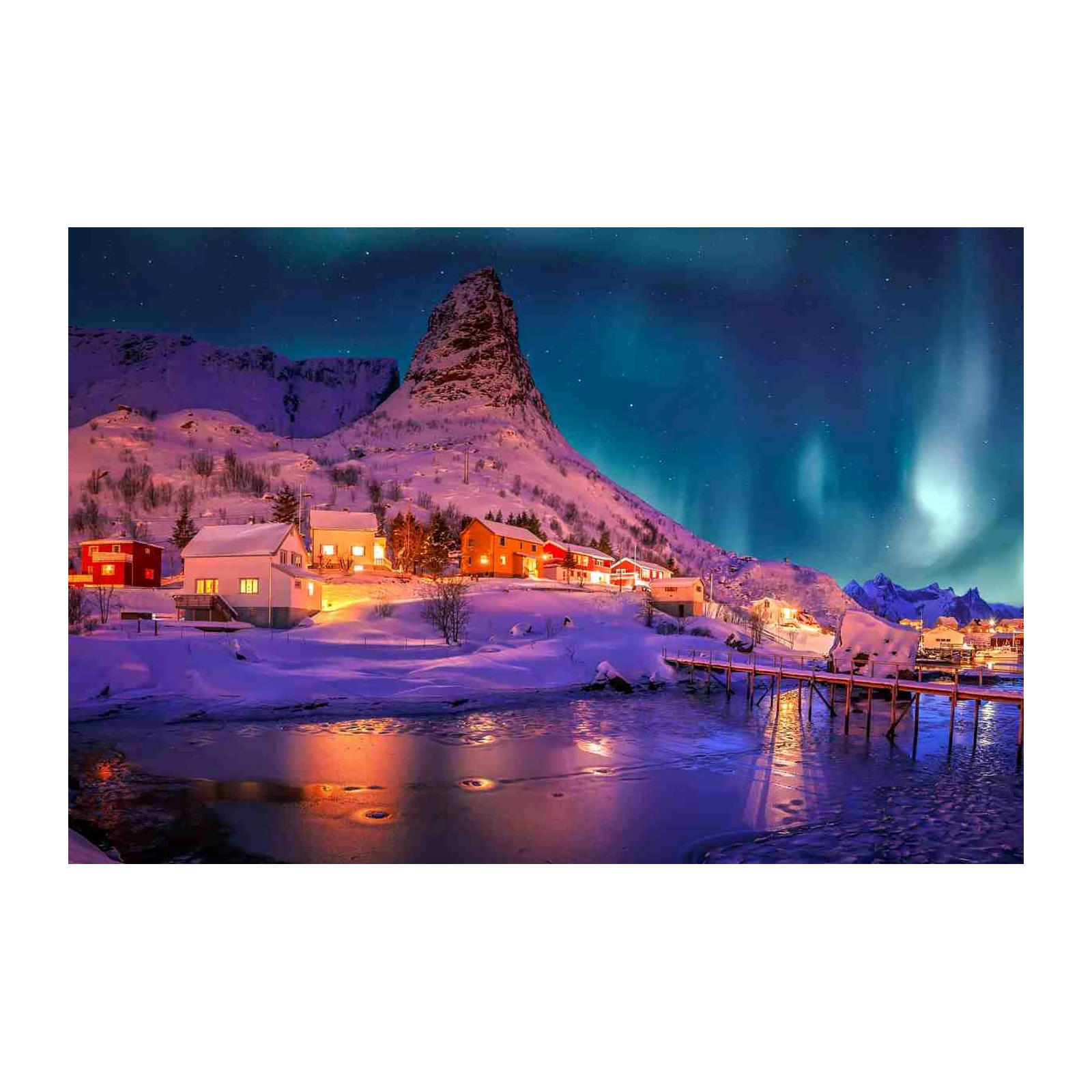 Aurora Borealis Village Wall Art