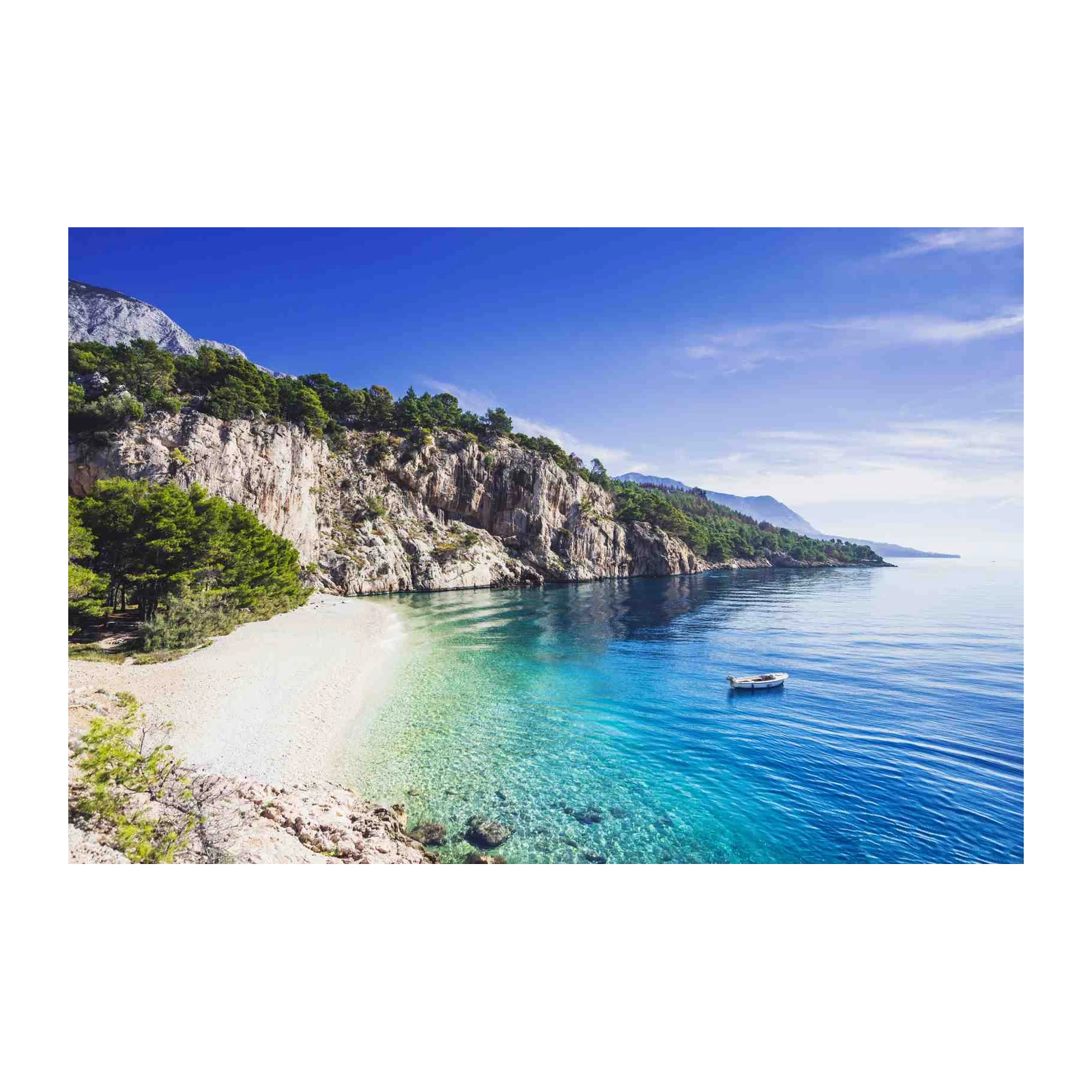 Tranquil Beach & Mountains Wall Art