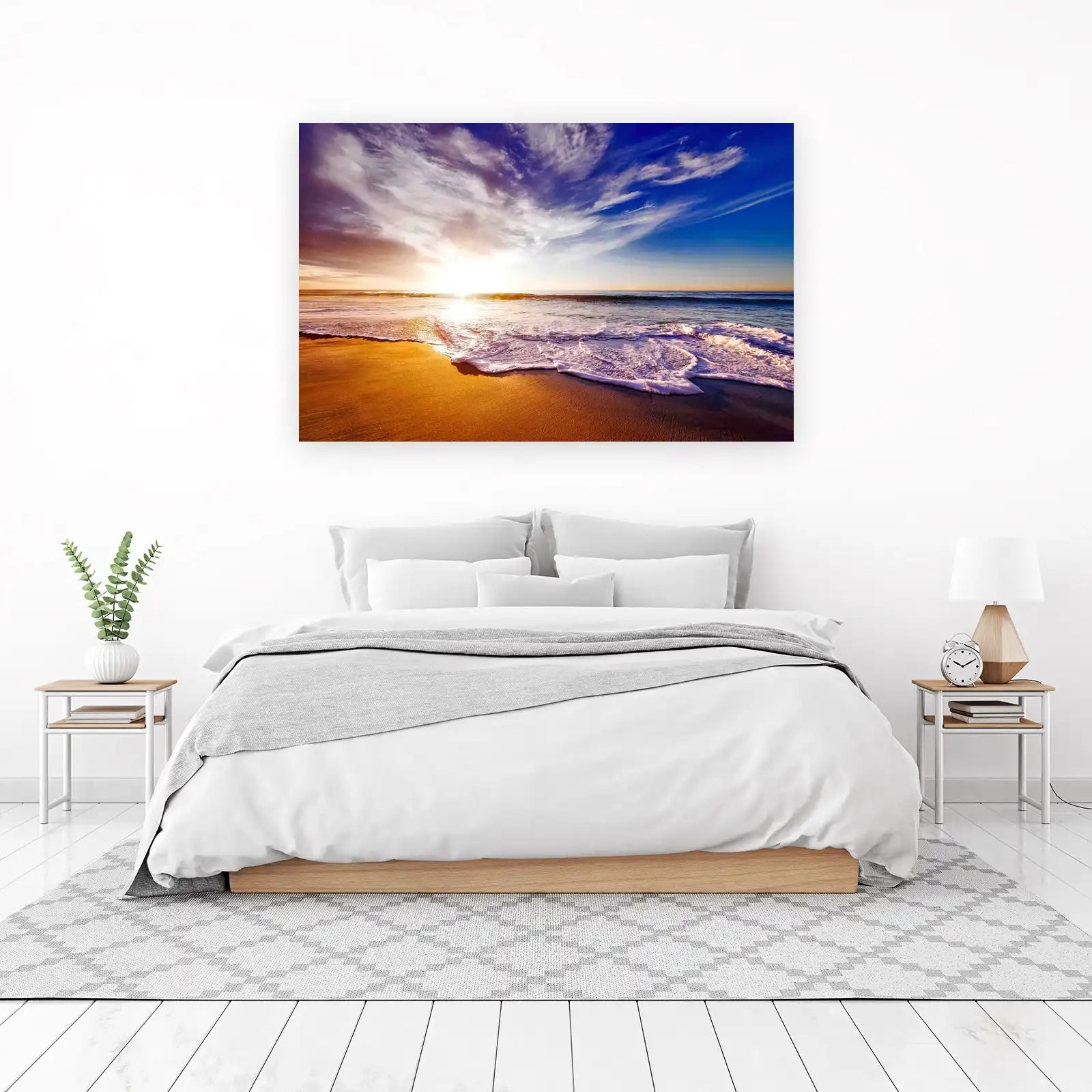 Serene Sunset Beach Wave Wall Art