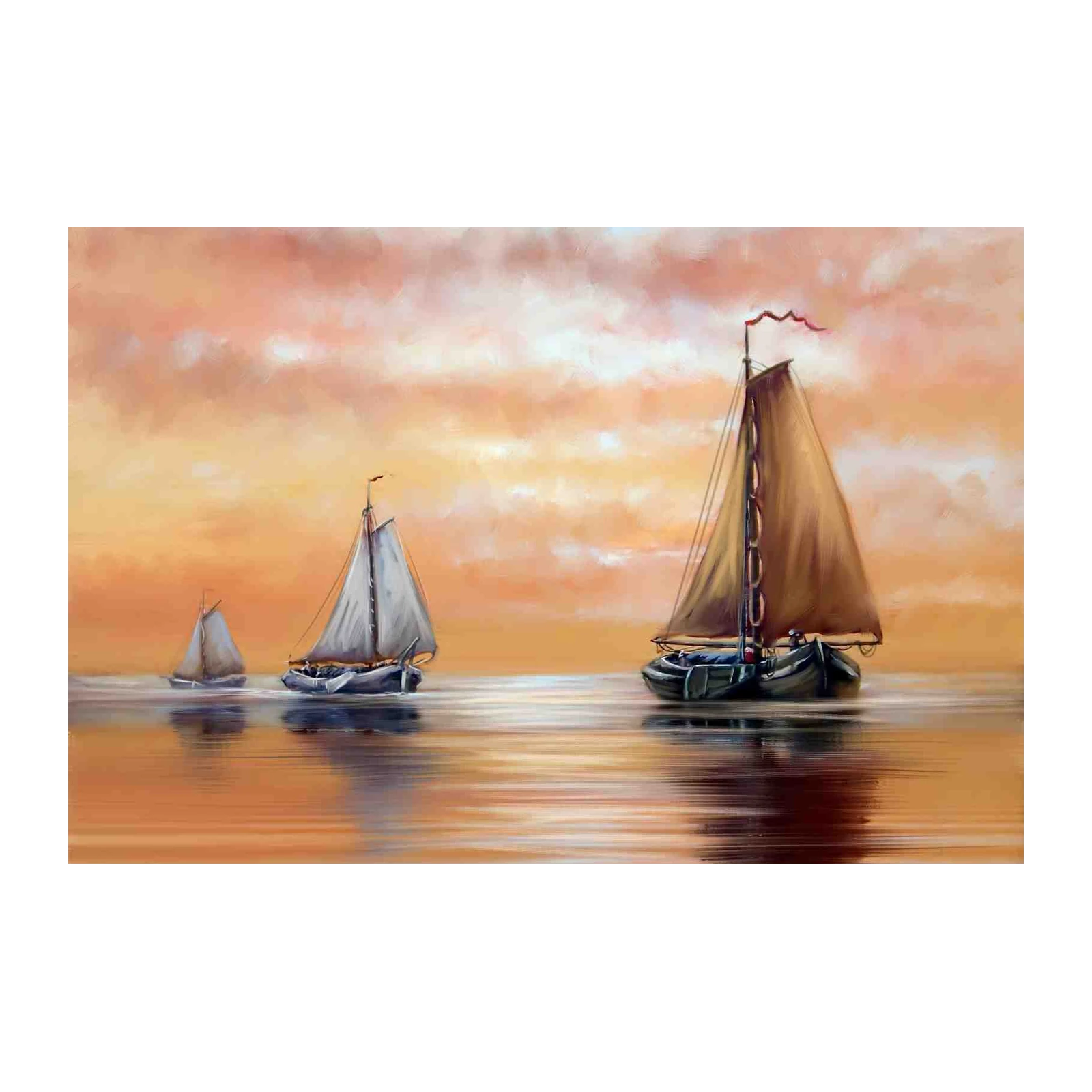 Serene Sunset Sailboats Wall Art