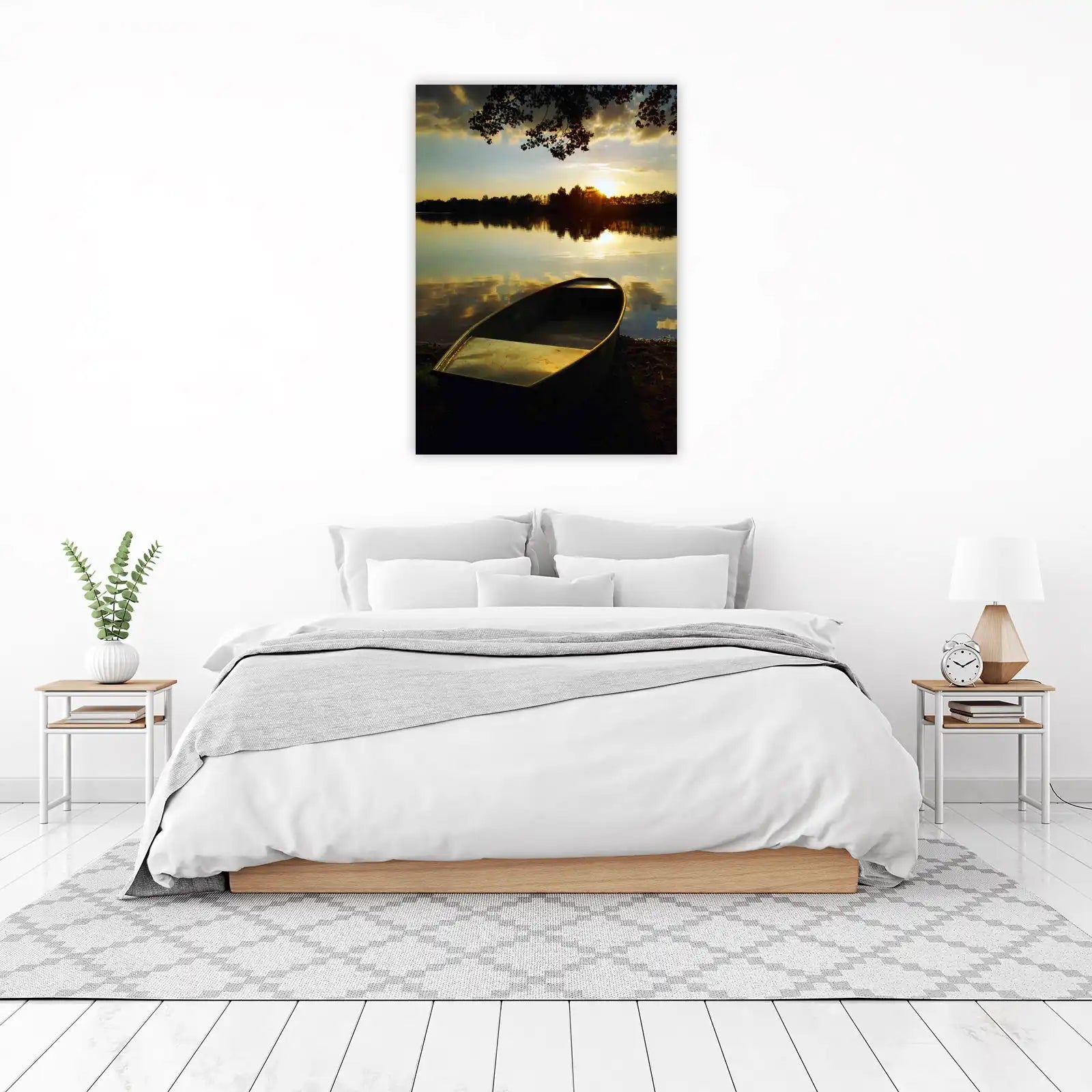 Serene Sunset Rowboat Serenity Wall Art
