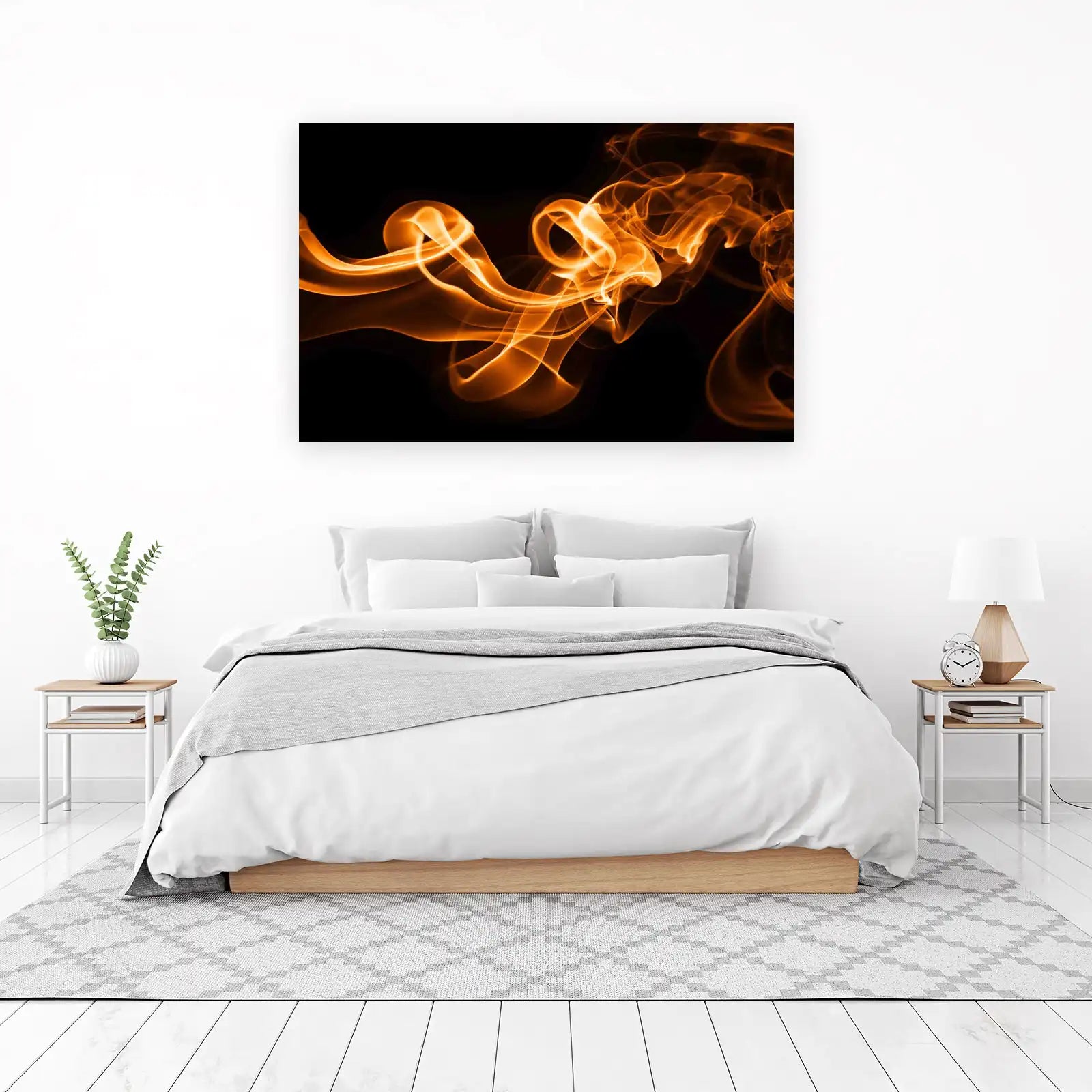 Fiery Orange Smoke Abstract Wall Art