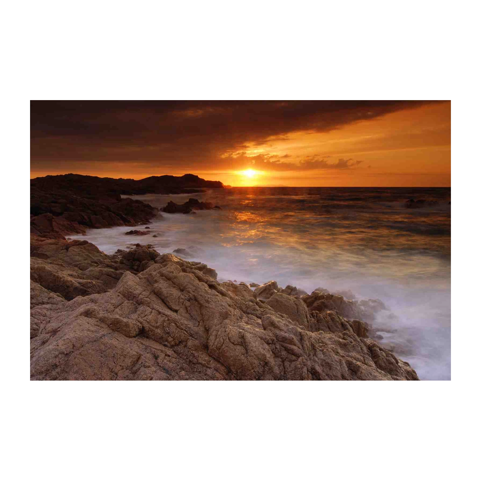 Dramatic Sunset Coastal Rocks Wall Art