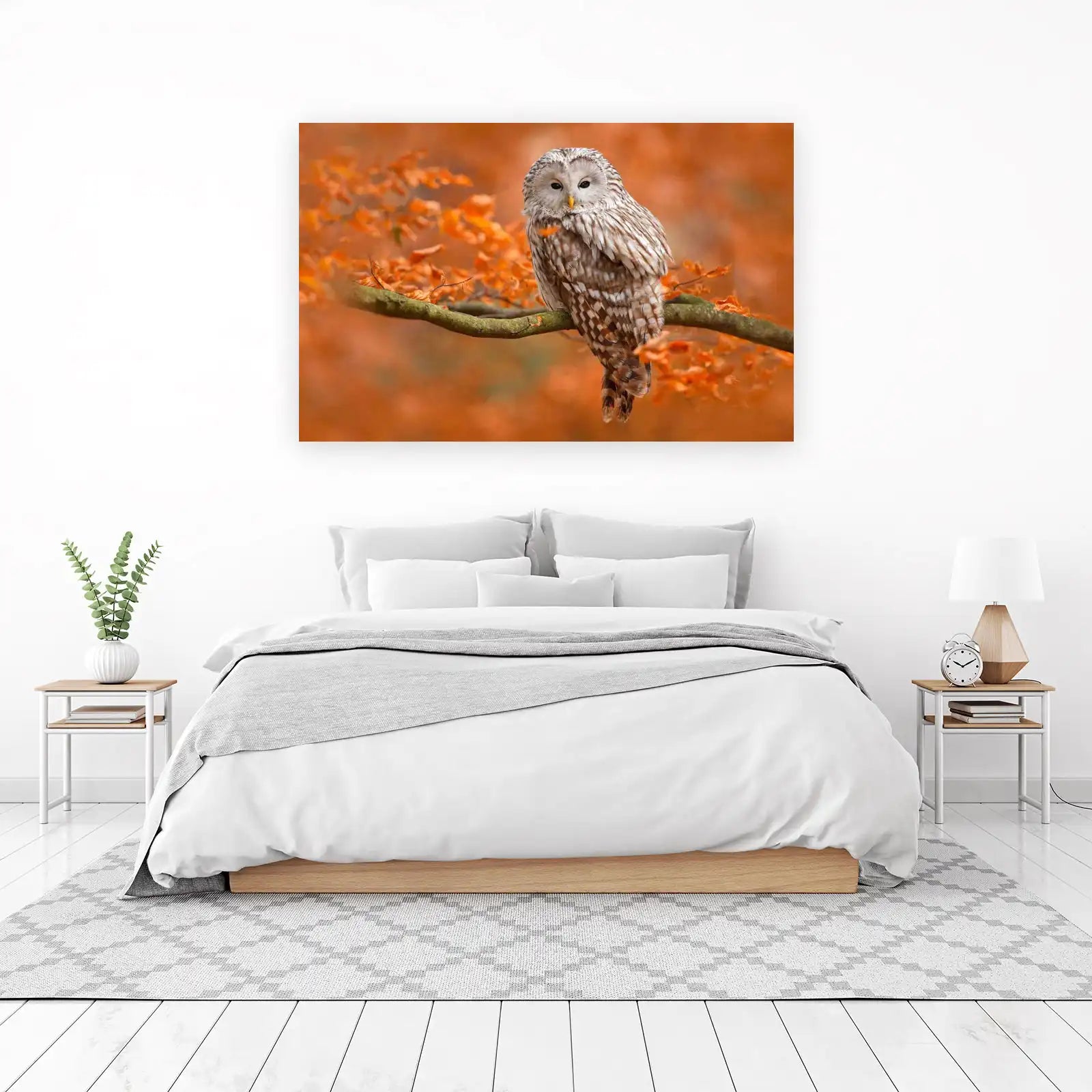 Majestic Owl in Autumn Foliage Wall Art
