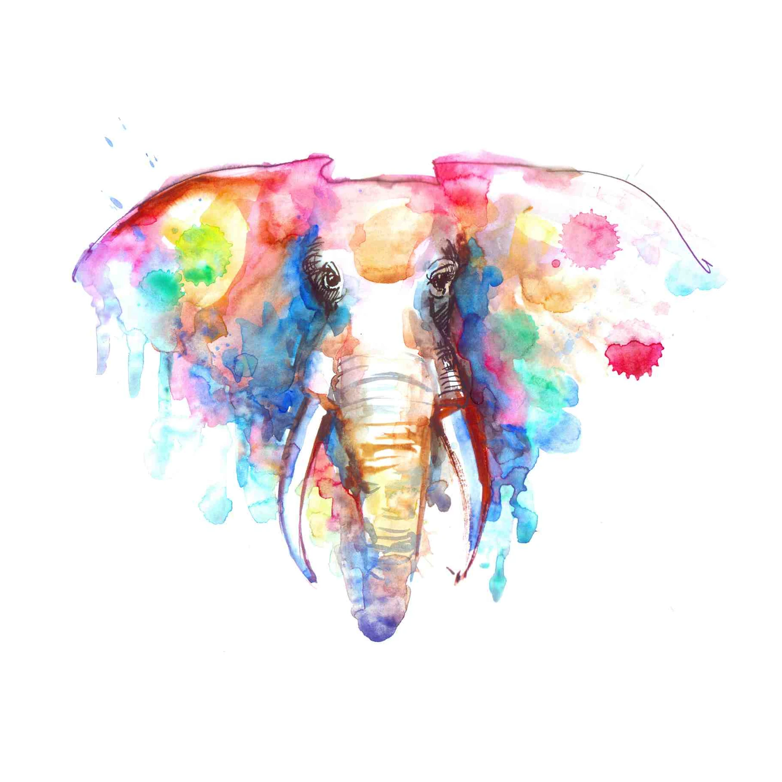 Vibrant Watercolor Elephant Art Wall Art