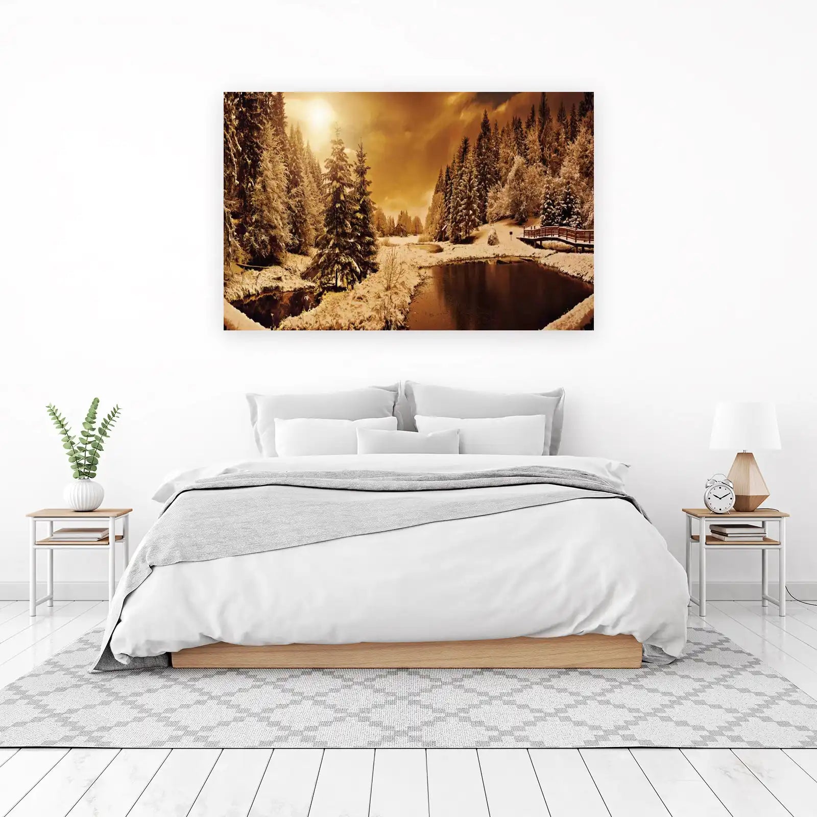 Winter Cabin Serenity Snowy Landscape Wall Art