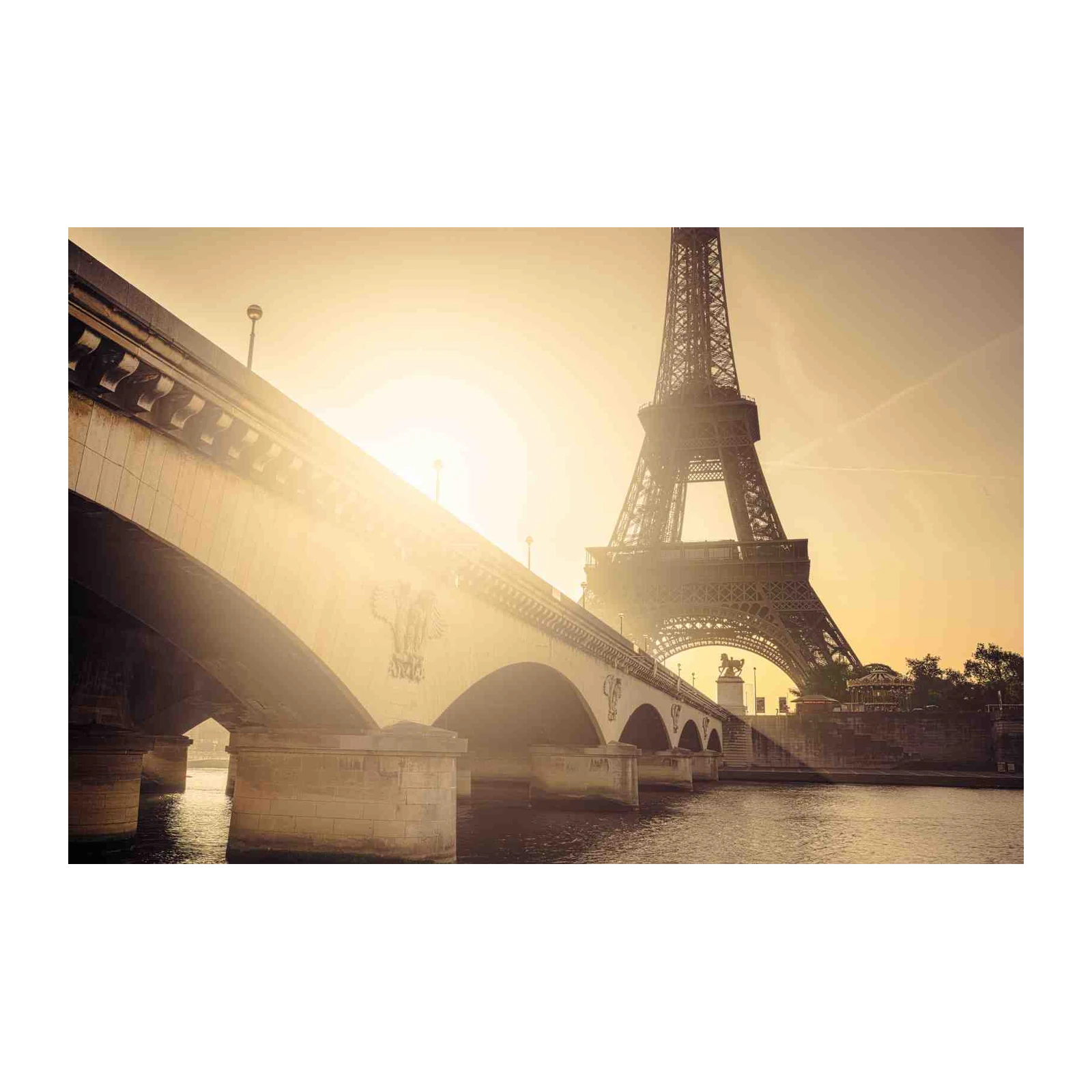 Golden Hour Paris Eiffel Tower Bridge Wall Art