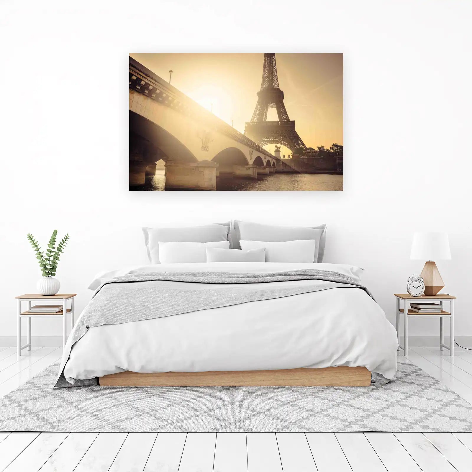 Golden Hour Paris Eiffel Tower Bridge Wall Art