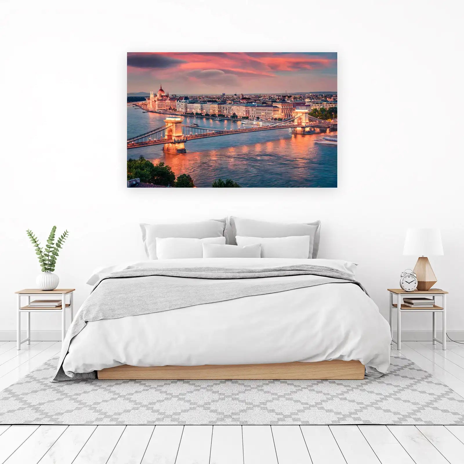 Budapest Chain Bridge Sunset Wall Art
