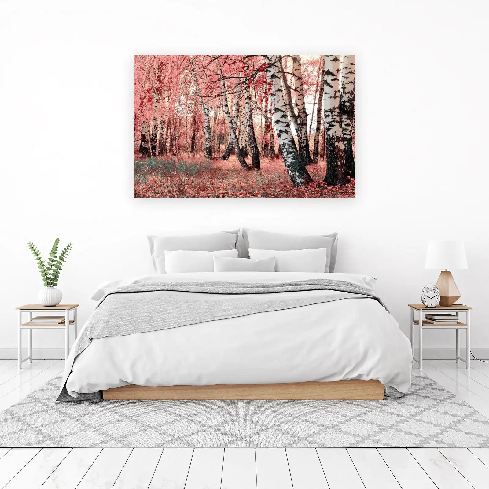 Enchanting Pink Birch Forest Wall Art