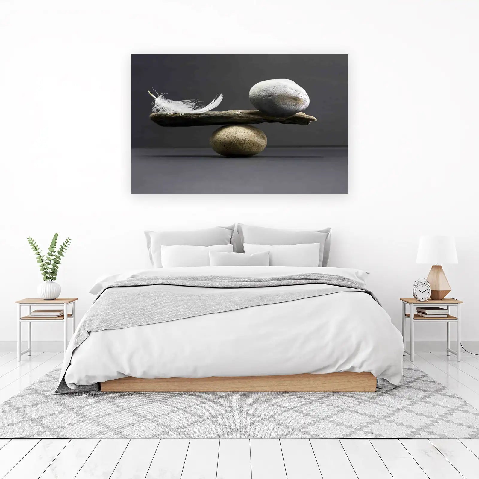 Zen Balance Feather & Stone Wall Art