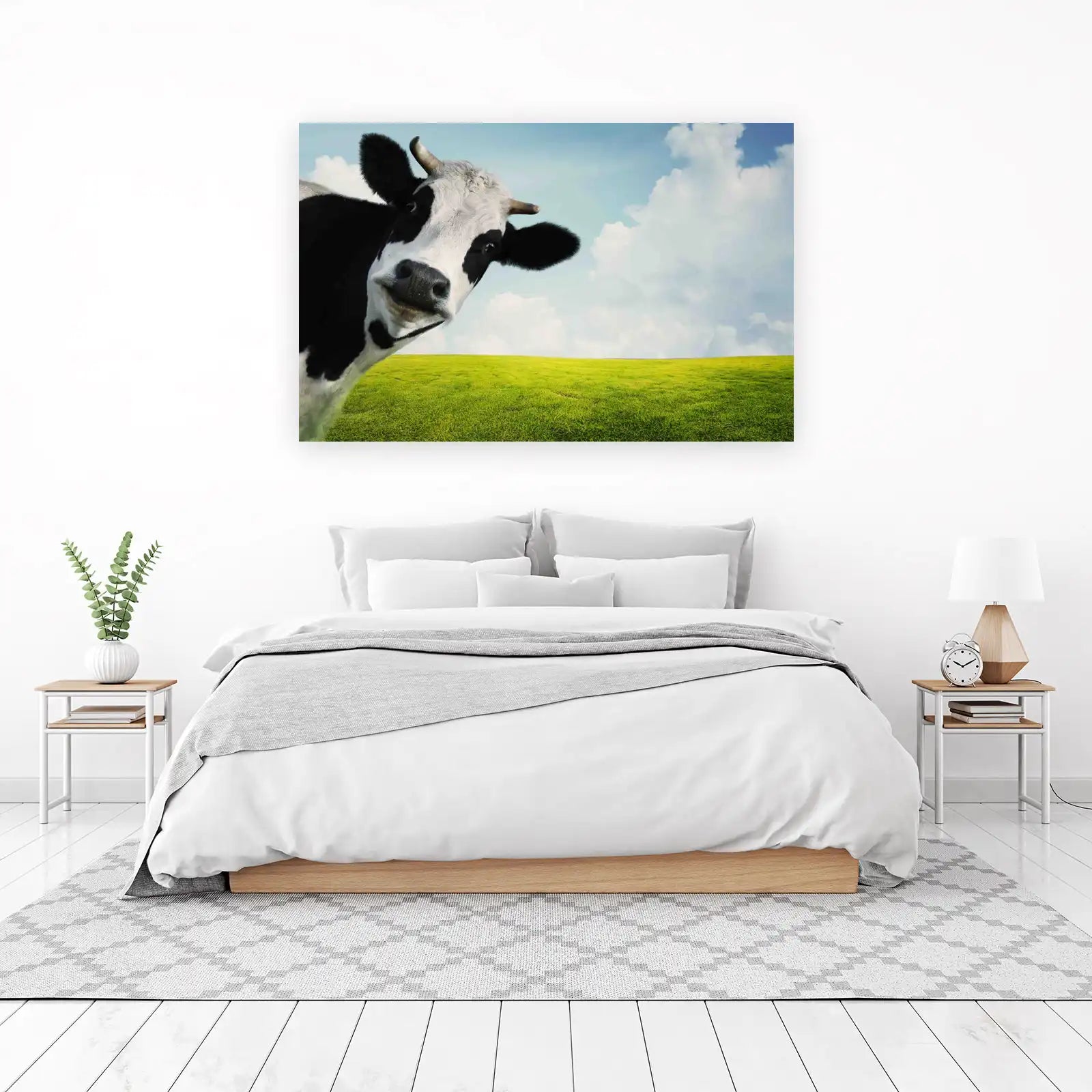 Whimsical Cow Meadow Sky Wall Art