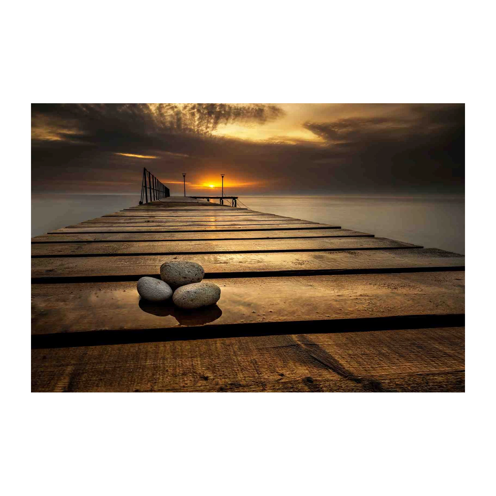 Serene Sunset Pier Landscape Wall Art