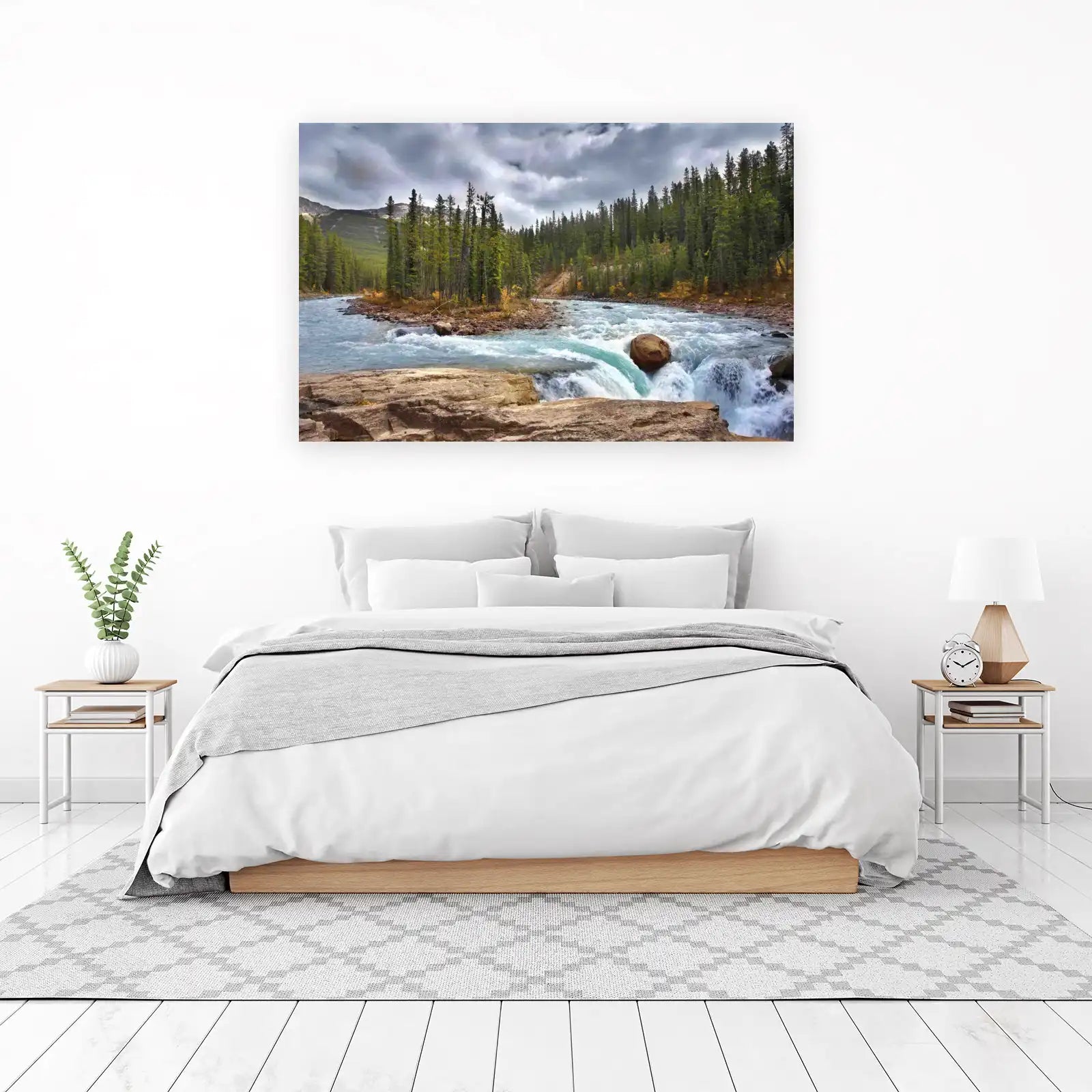 Serene Waterfall Forest Landscape Wall Art