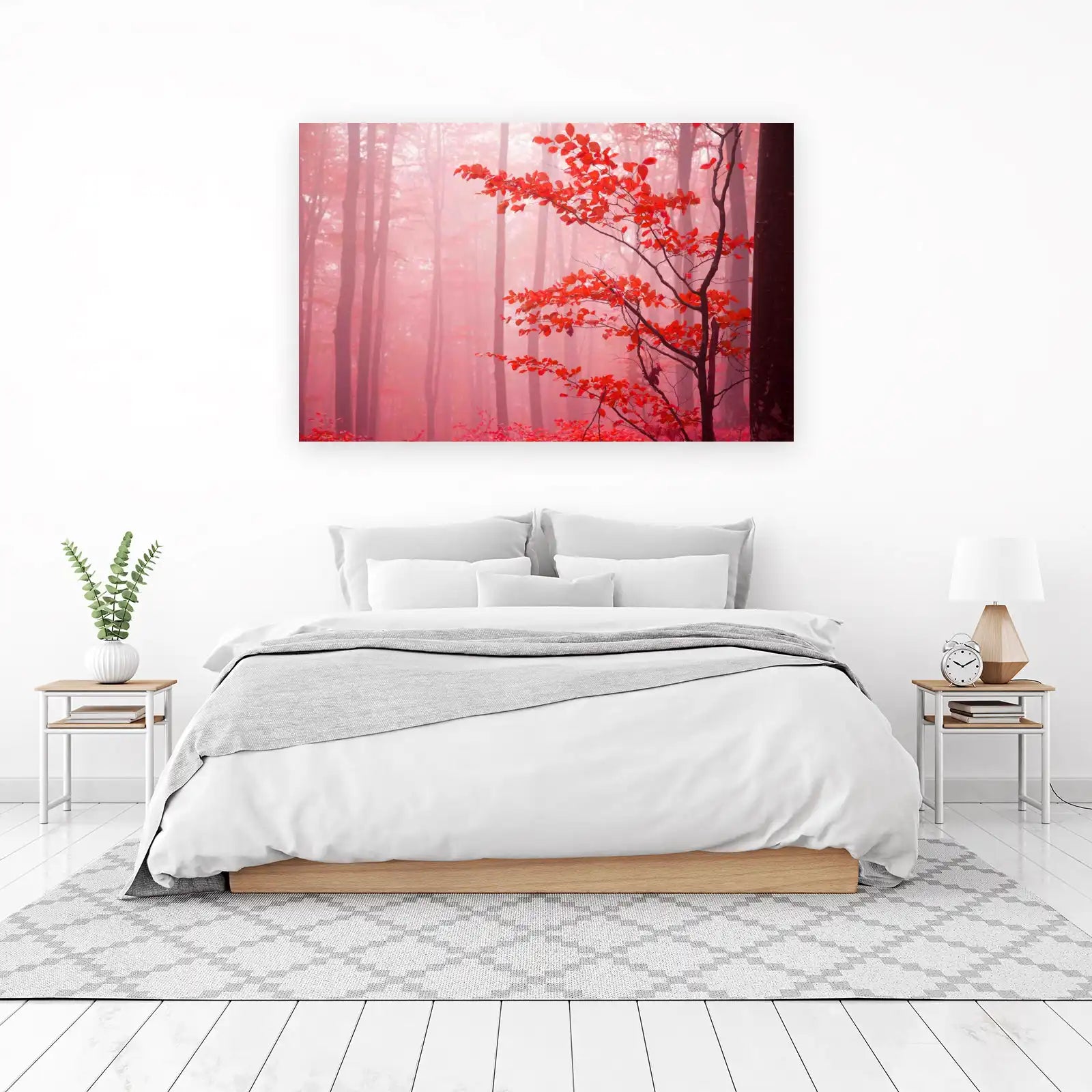 Enchanting Red Forest Autumn Leaves Wall Art